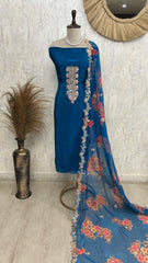 Crepe Unstitched Suit Set With Intricate Zardozi
