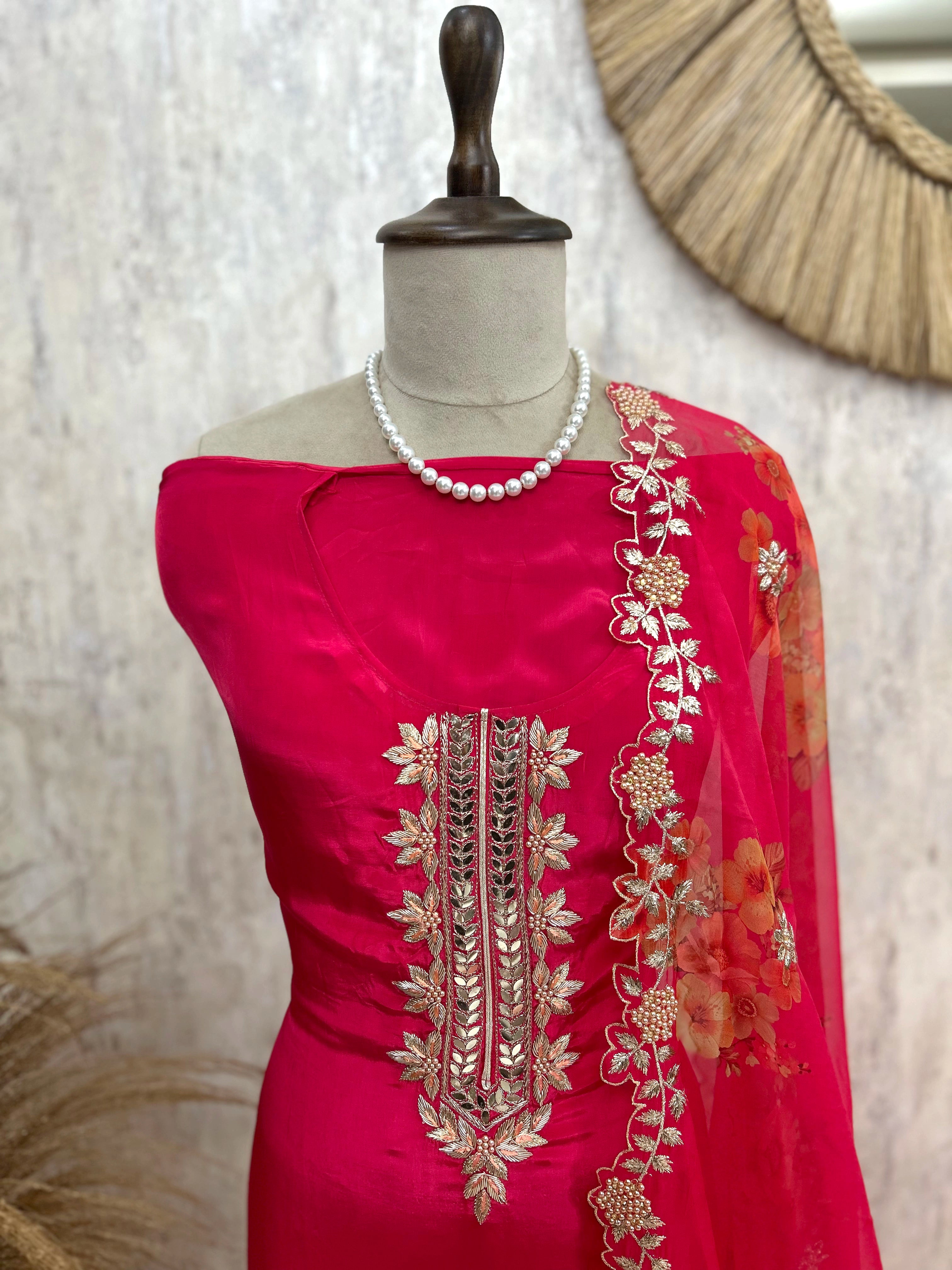Crepe Unstitched Suit Set With Intricate Zardozi