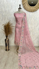 Chiffon Organza Unstitched Suit Set With Sequence Work