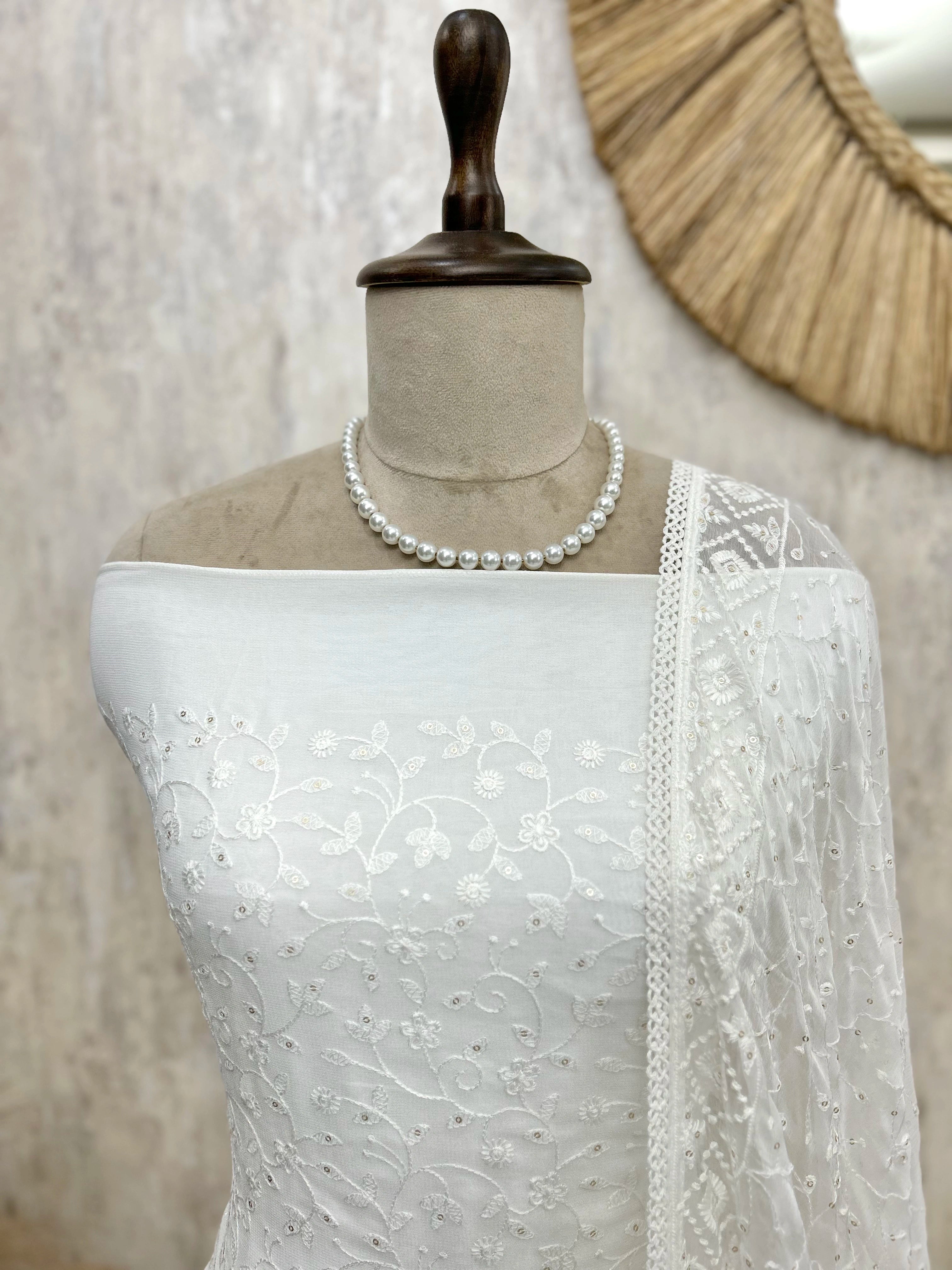 Chikankari Georgette Unstitched Suit Set