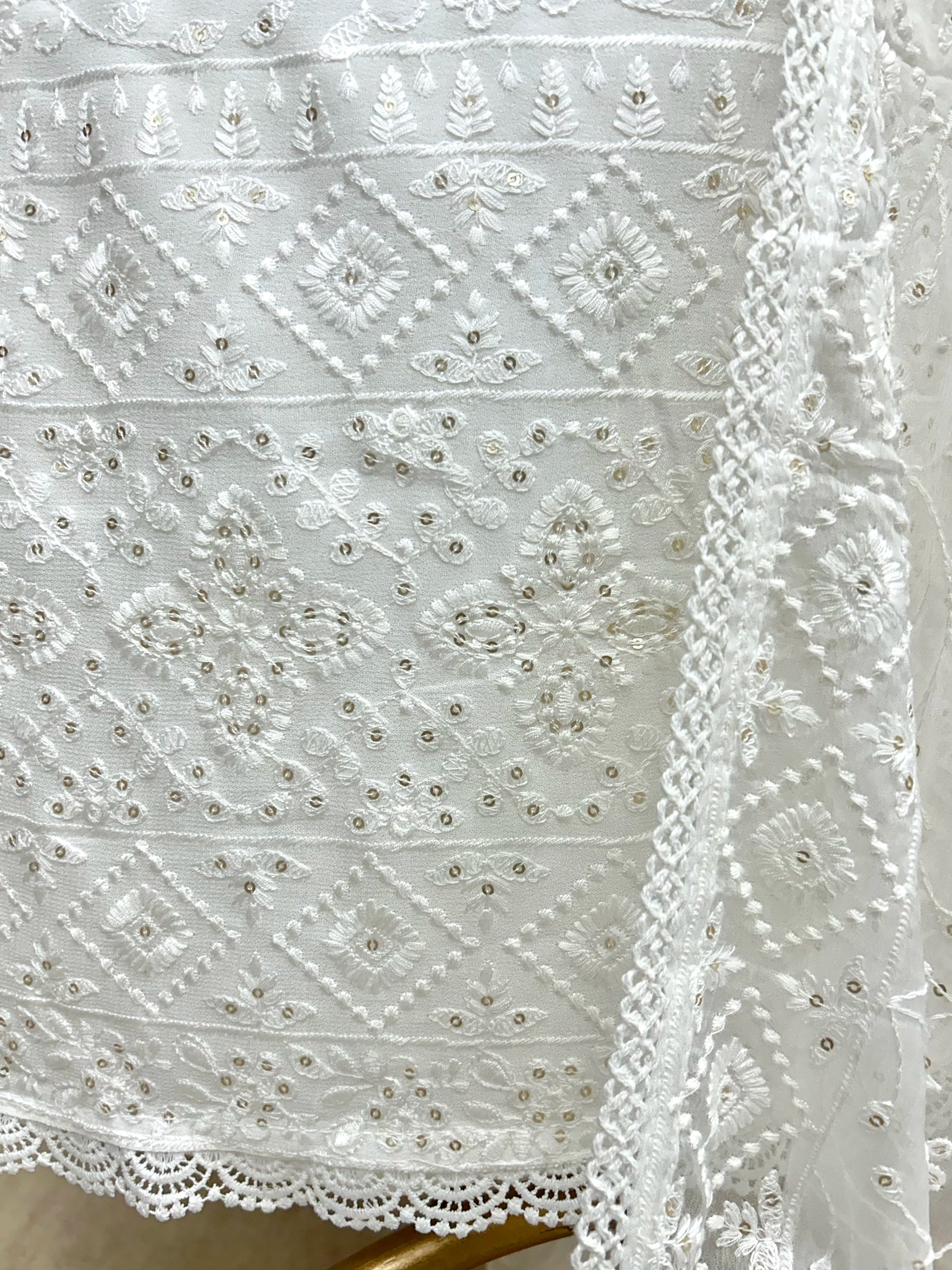 Chikankari Georgette Unstitched Suit Set