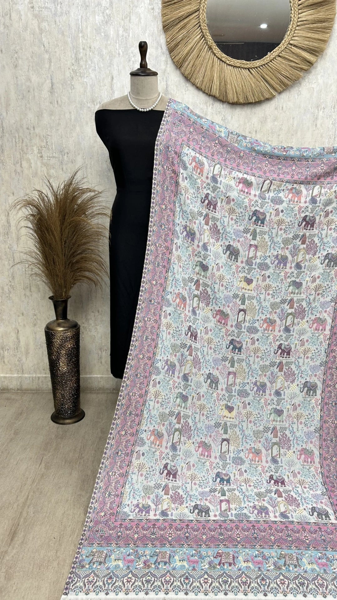 Non Reversible Pashmina Shawl With Curated Box Packaging