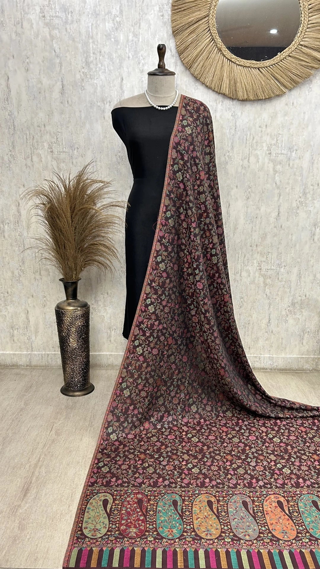 Non Reversible Semi Pashmina Unisex Shawls With Curated Box Packaging