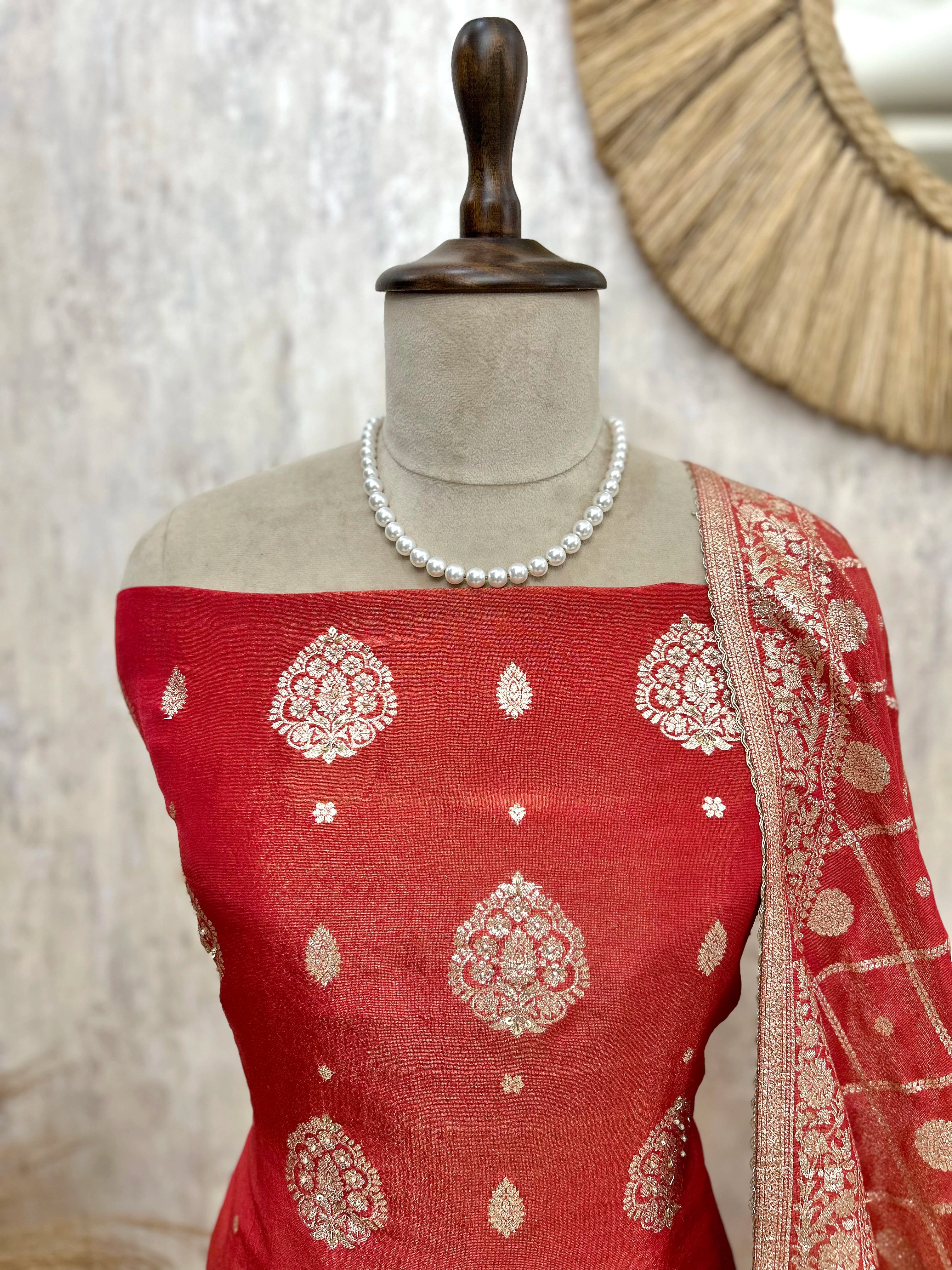 Banarasi Tissue Unstitched Suit Set