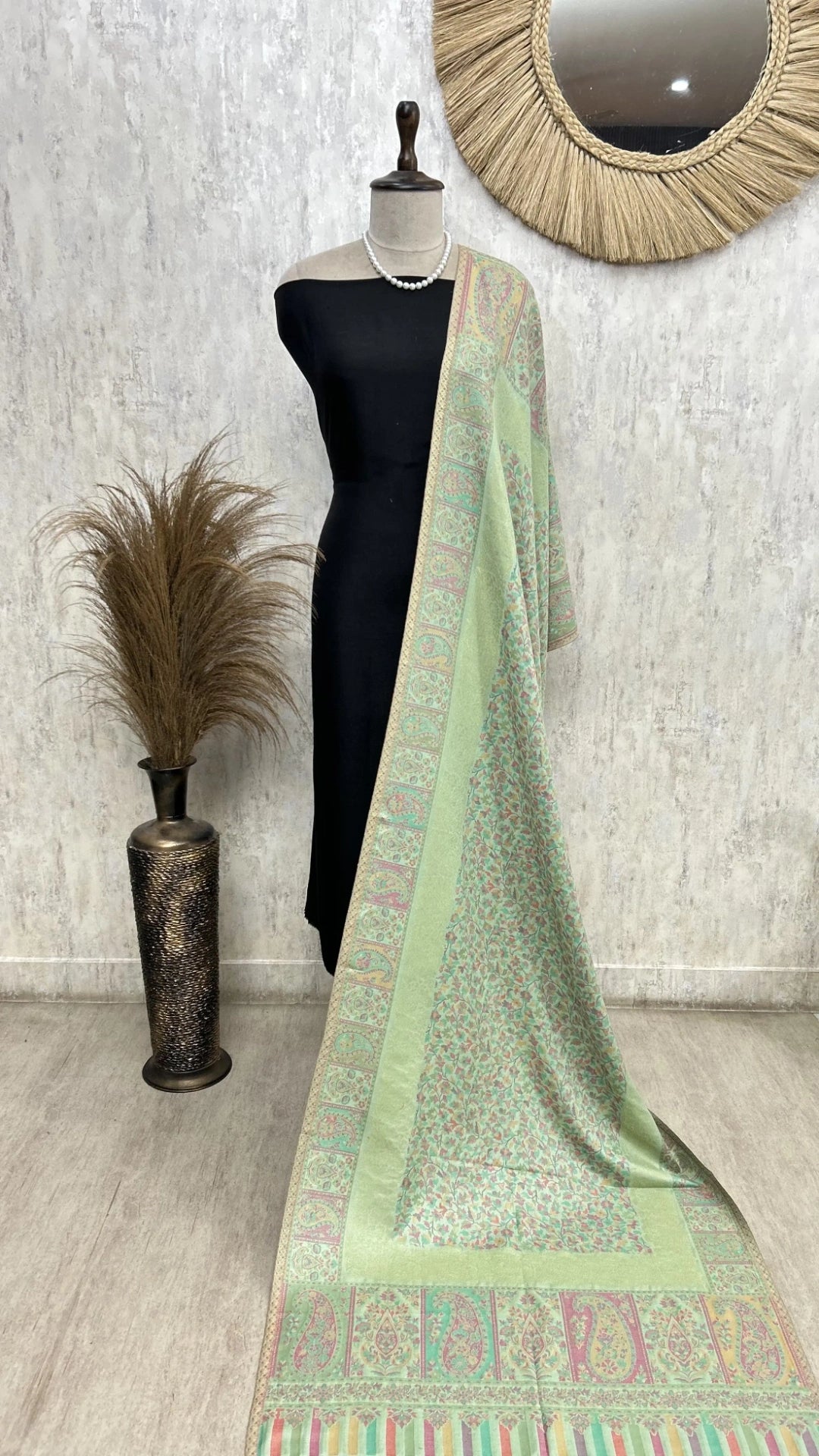 Non Reversible Semi Pashmina Unisex Stole With Curated Box Packaging