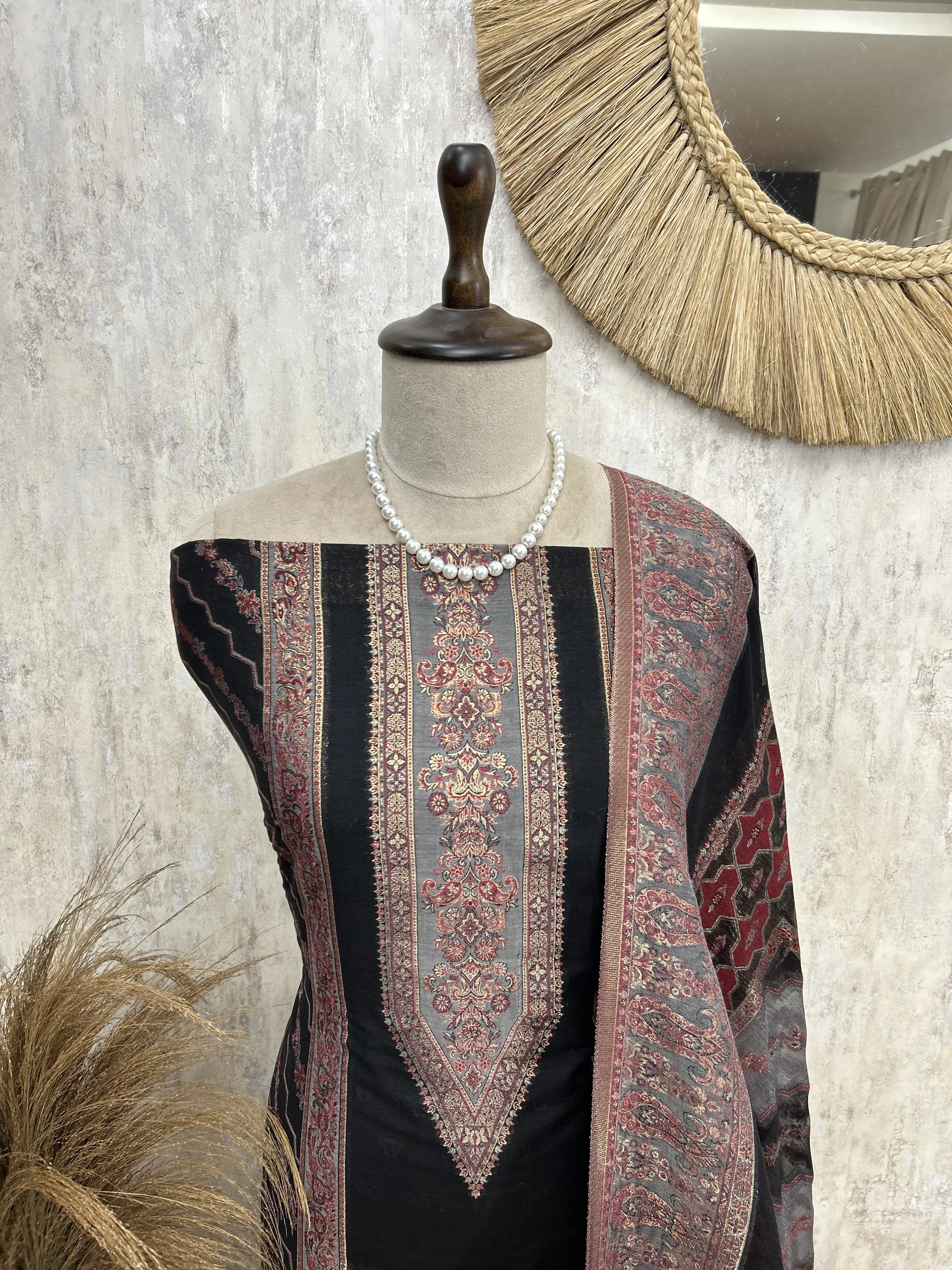 Classic Ethnic Weave Unstiched Suit
