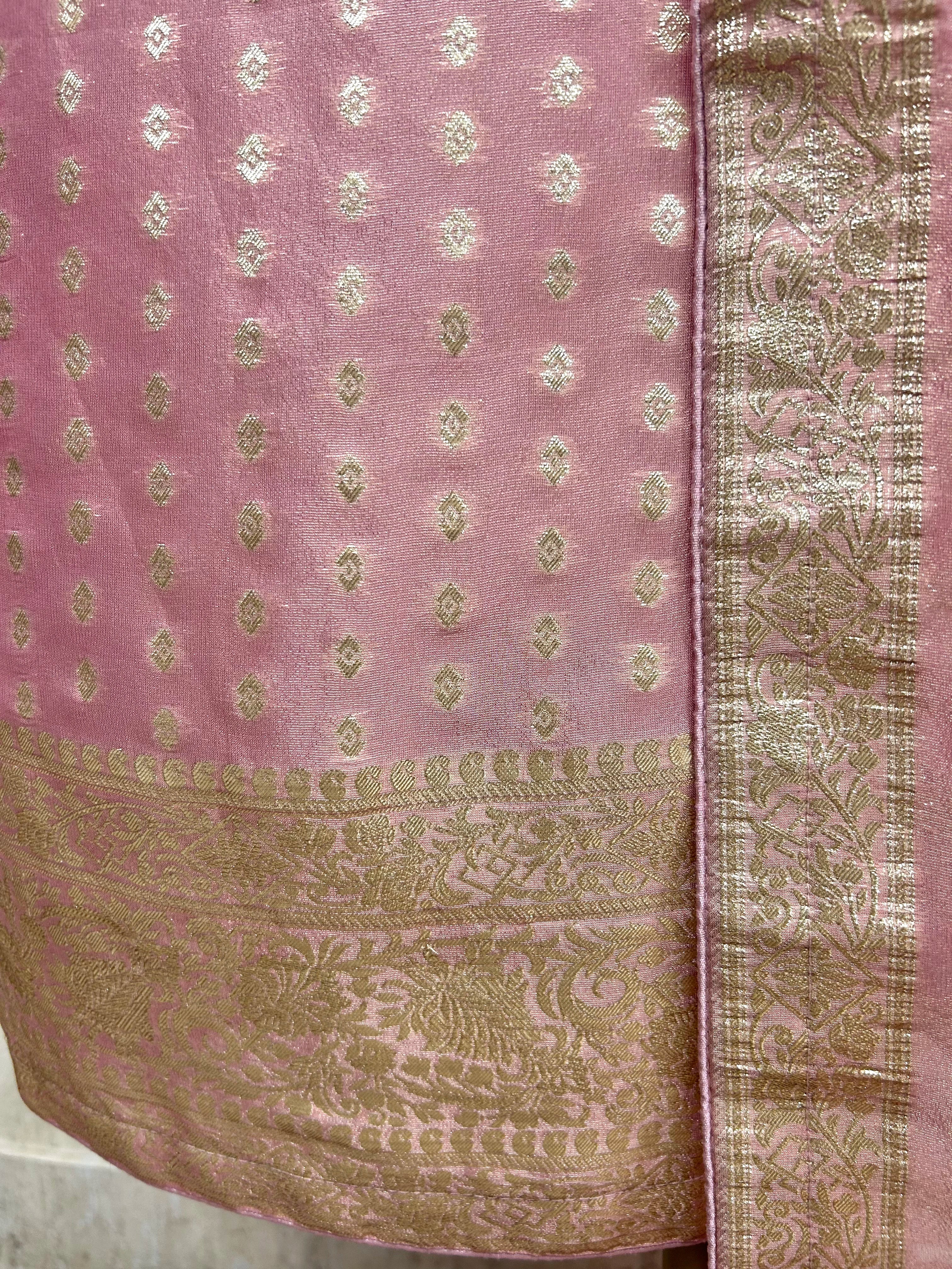 Zardozi Work On Tissue Unstitched Suit Set