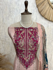 Crepe Unstitched Suit Set With Zari Work