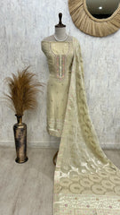 Tissue Unstitched Suit Set With Banarasi Weave