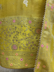 Tissue Unstitched Suit Set With Banarasi Weave