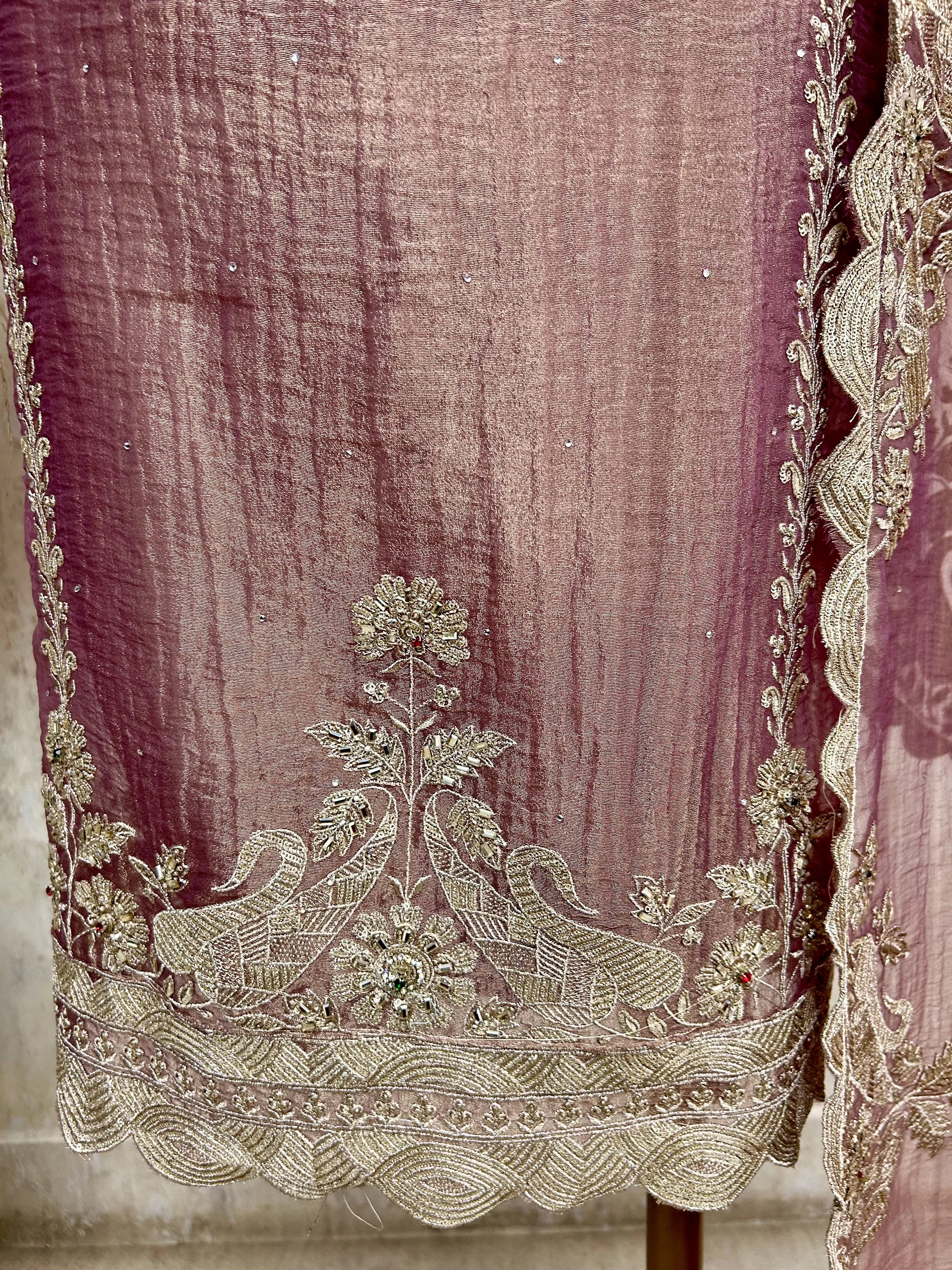 Antique Rose Elegance Unstiched Suit