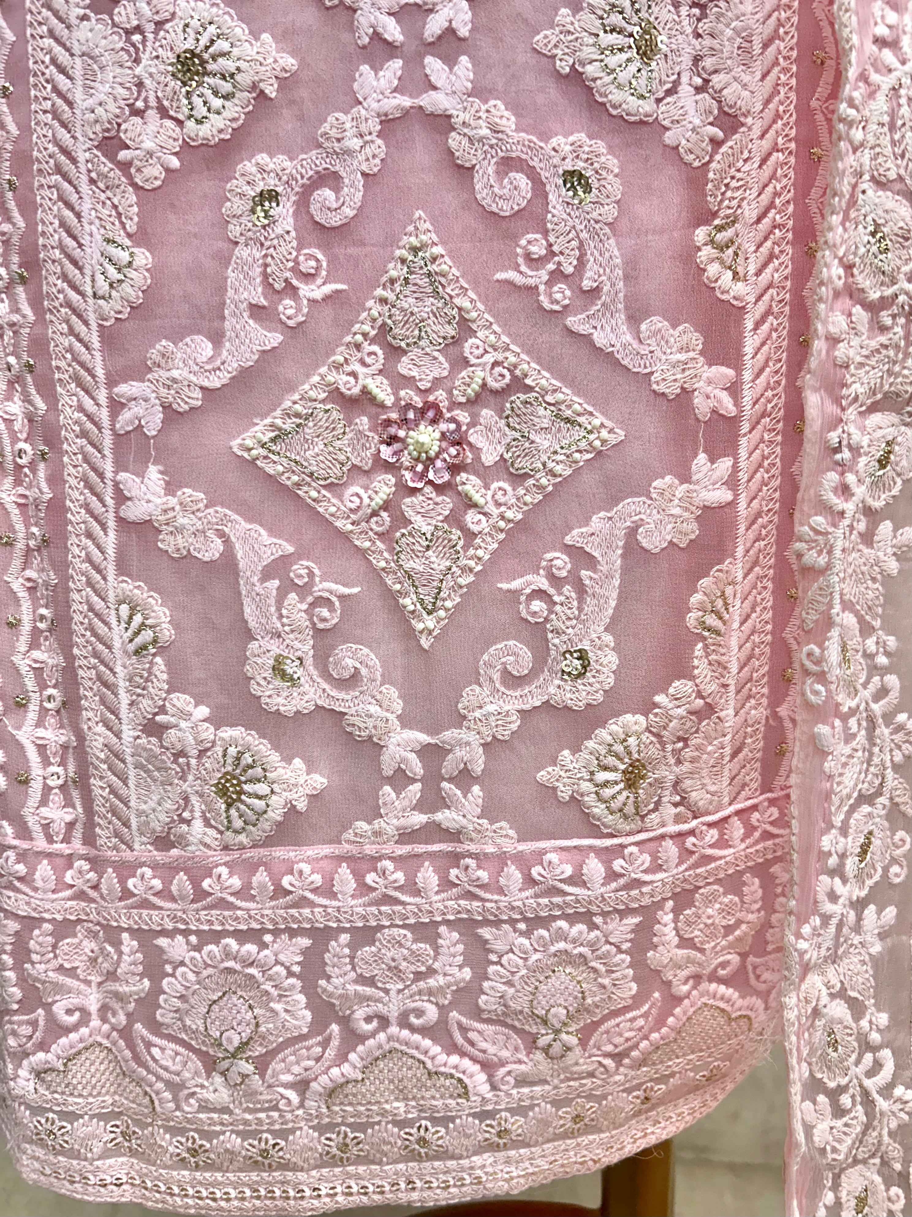 Lucknowi Georgette Unstitched Suit Set