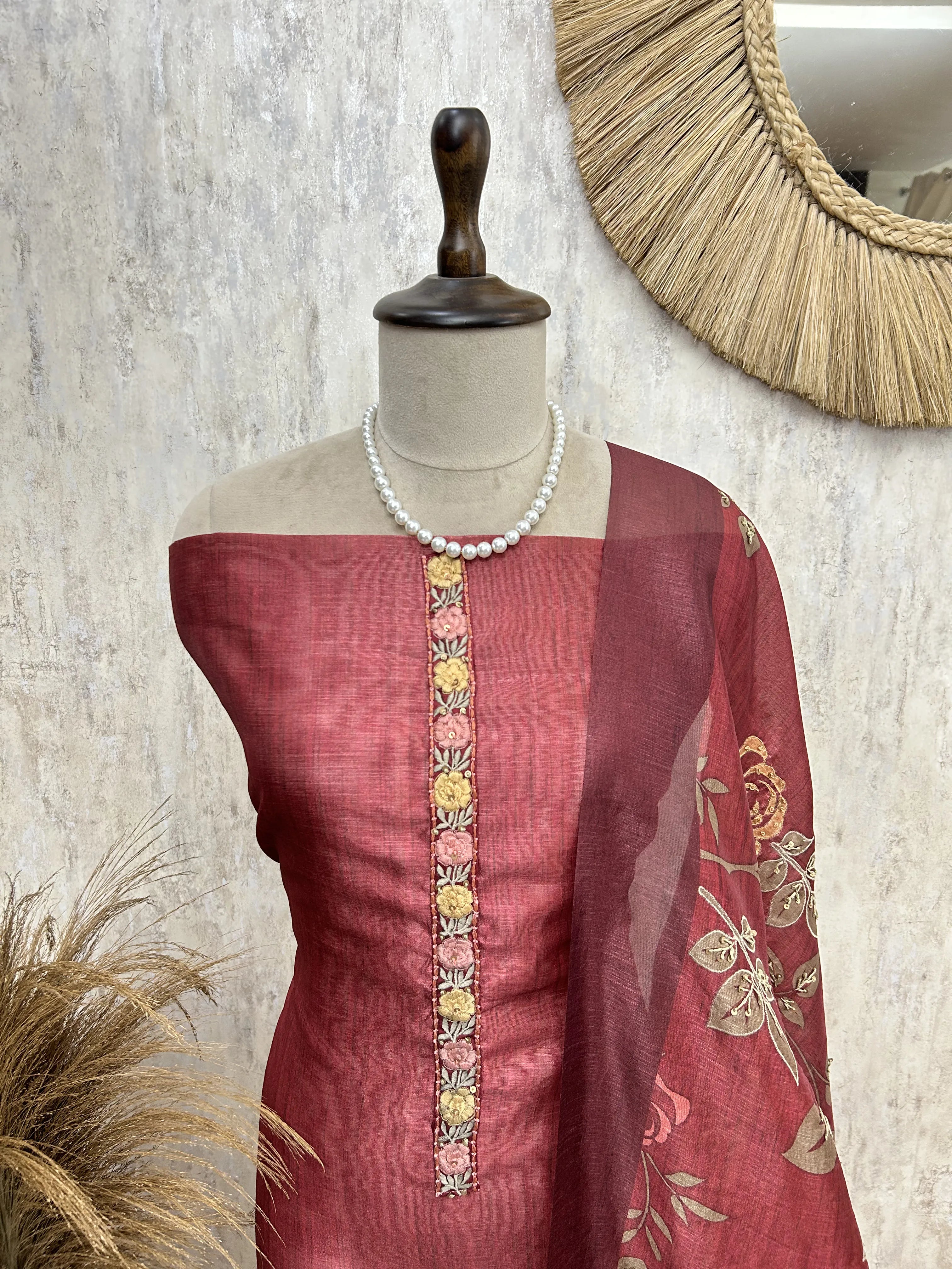 Nature Toned Elegance Unstiched Suit