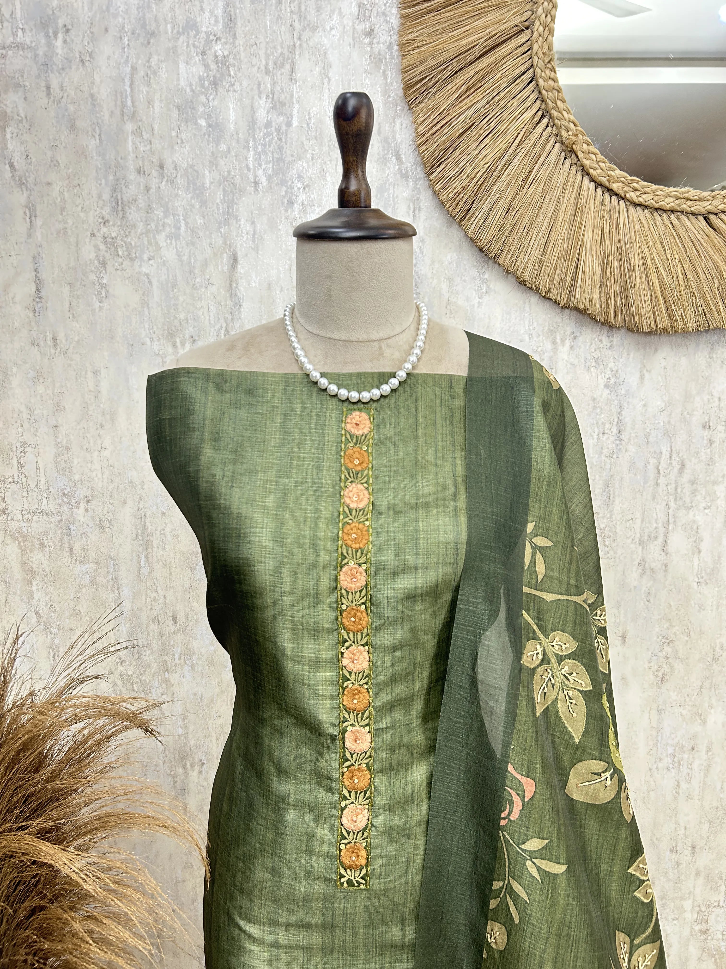 Nature Toned Elegance Unstiched Suit