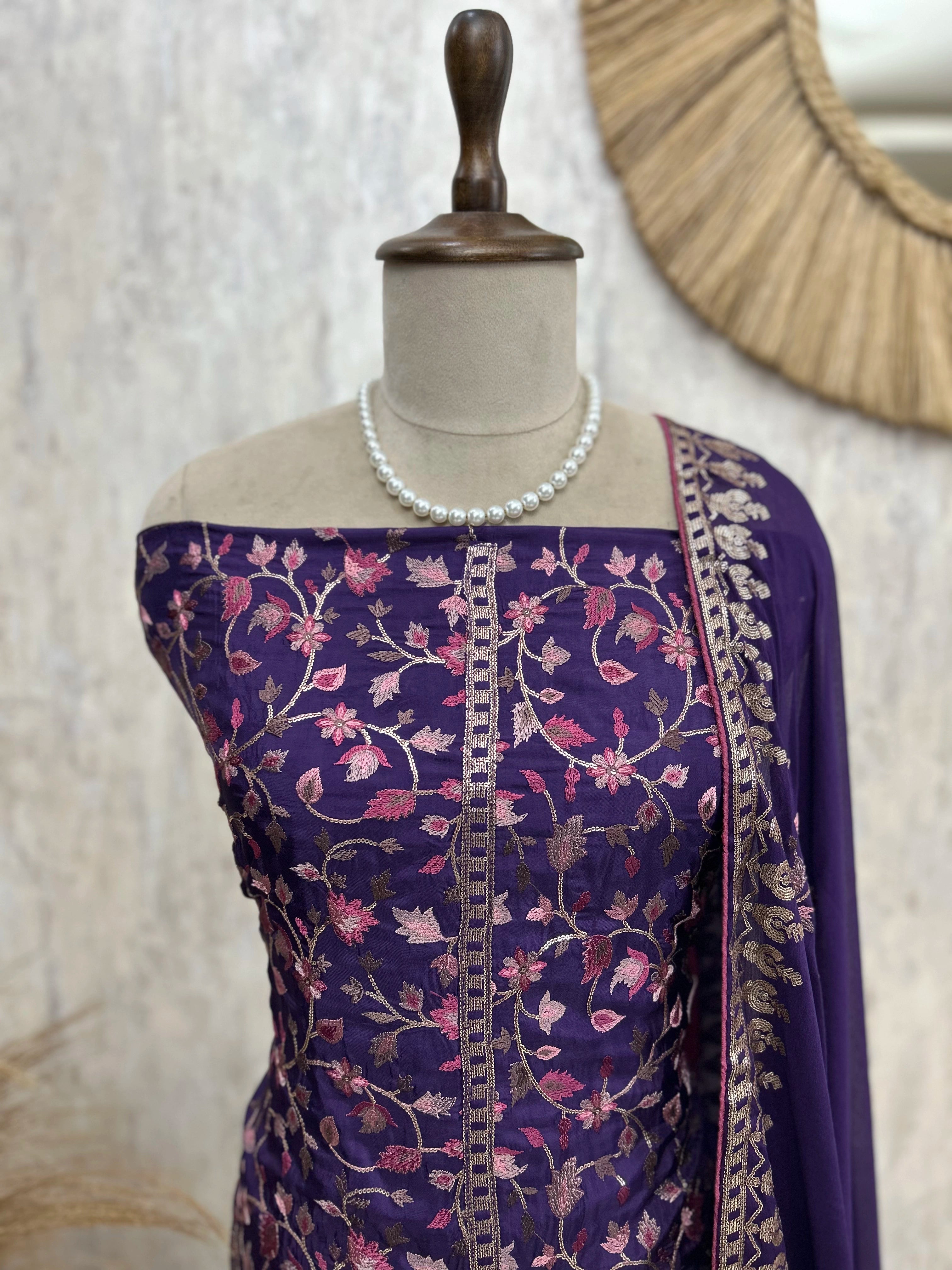 Unstitched Suit Set Opada with Thread Embroidery