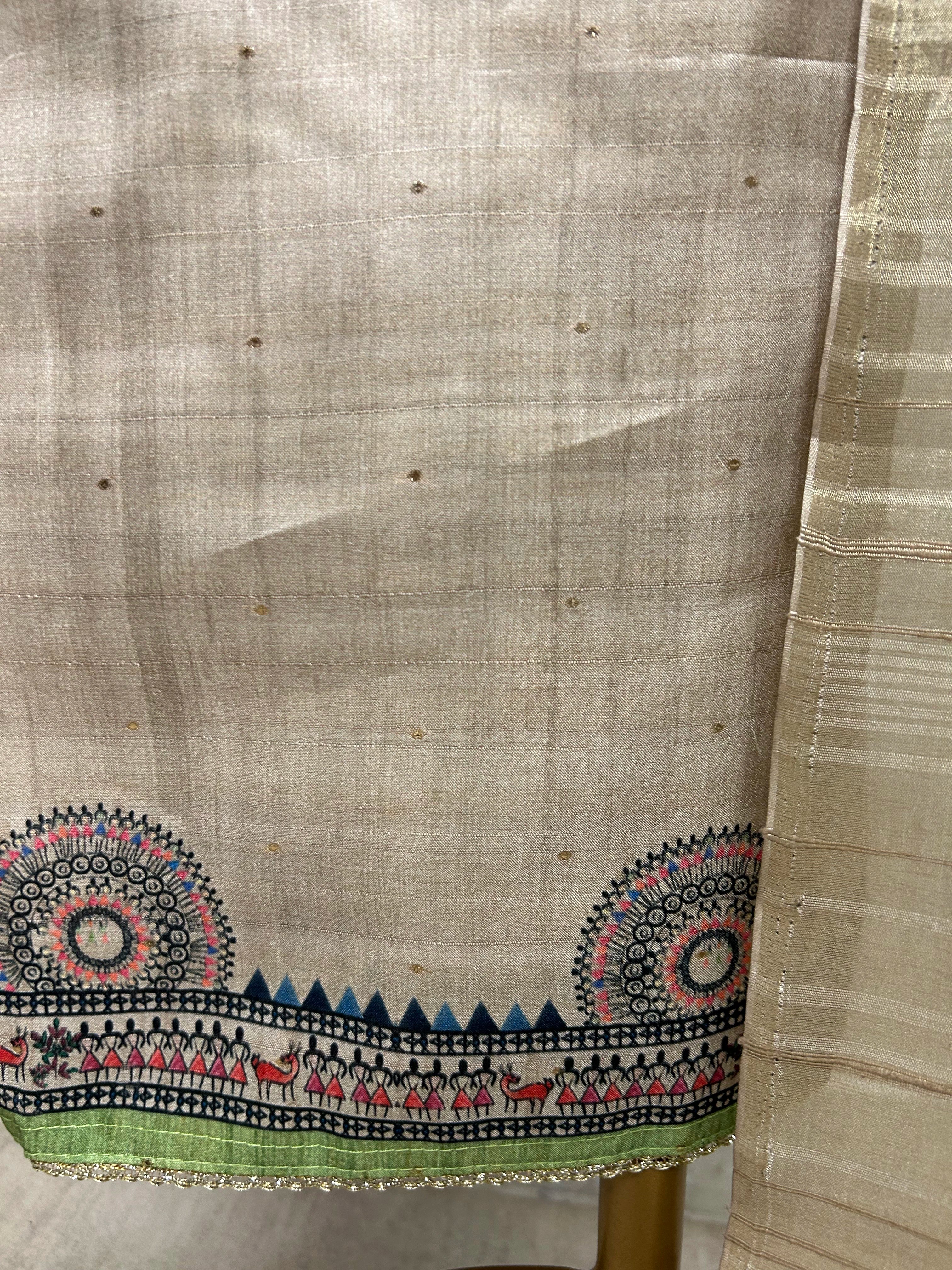 Tussar Printed Unstitched Suit Set