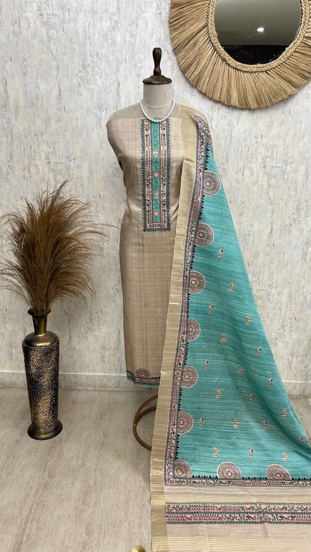 Tussar Printed Unstitched Suit Set