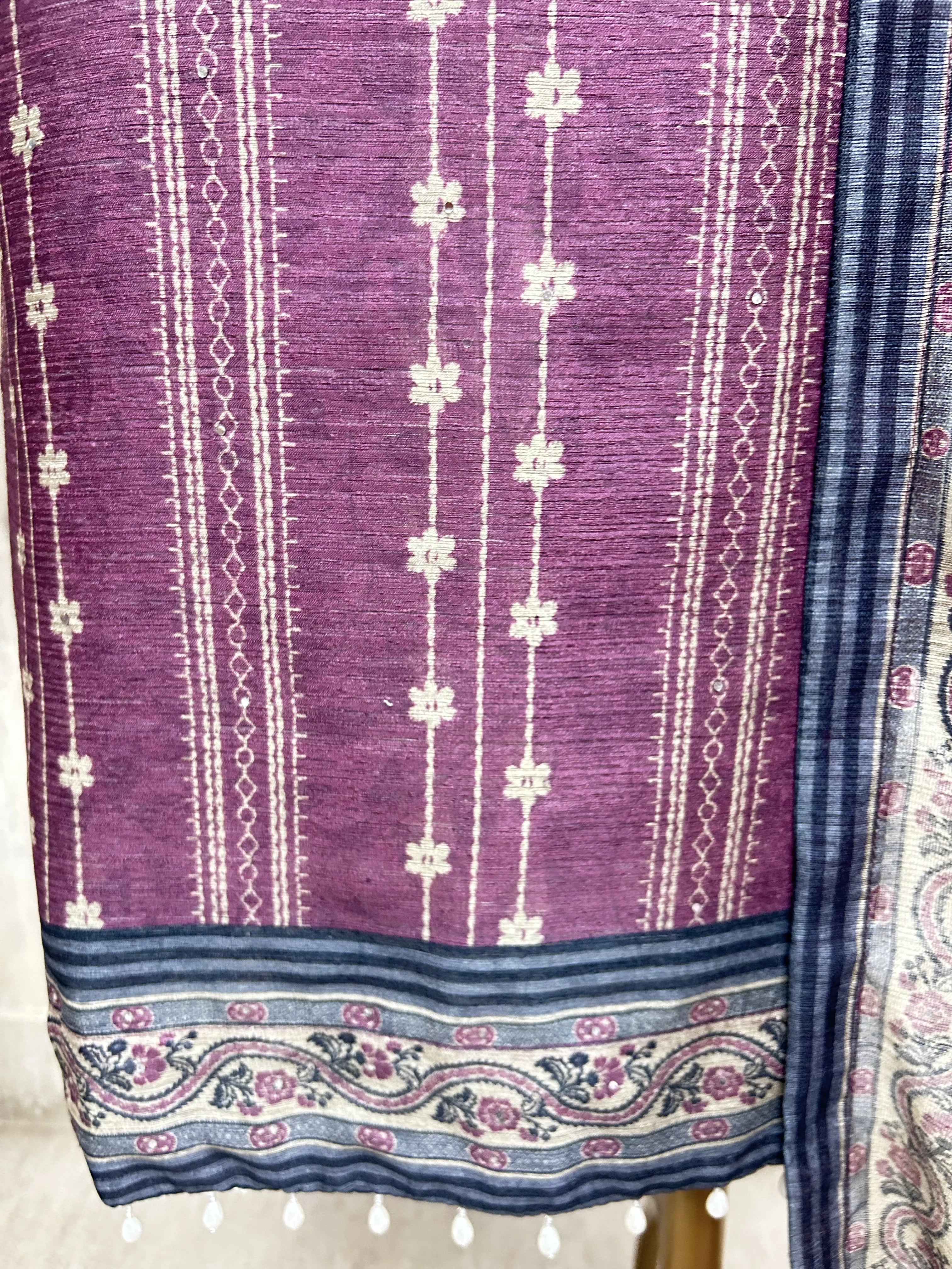 Regal Plum Elegance Unstiched Suit