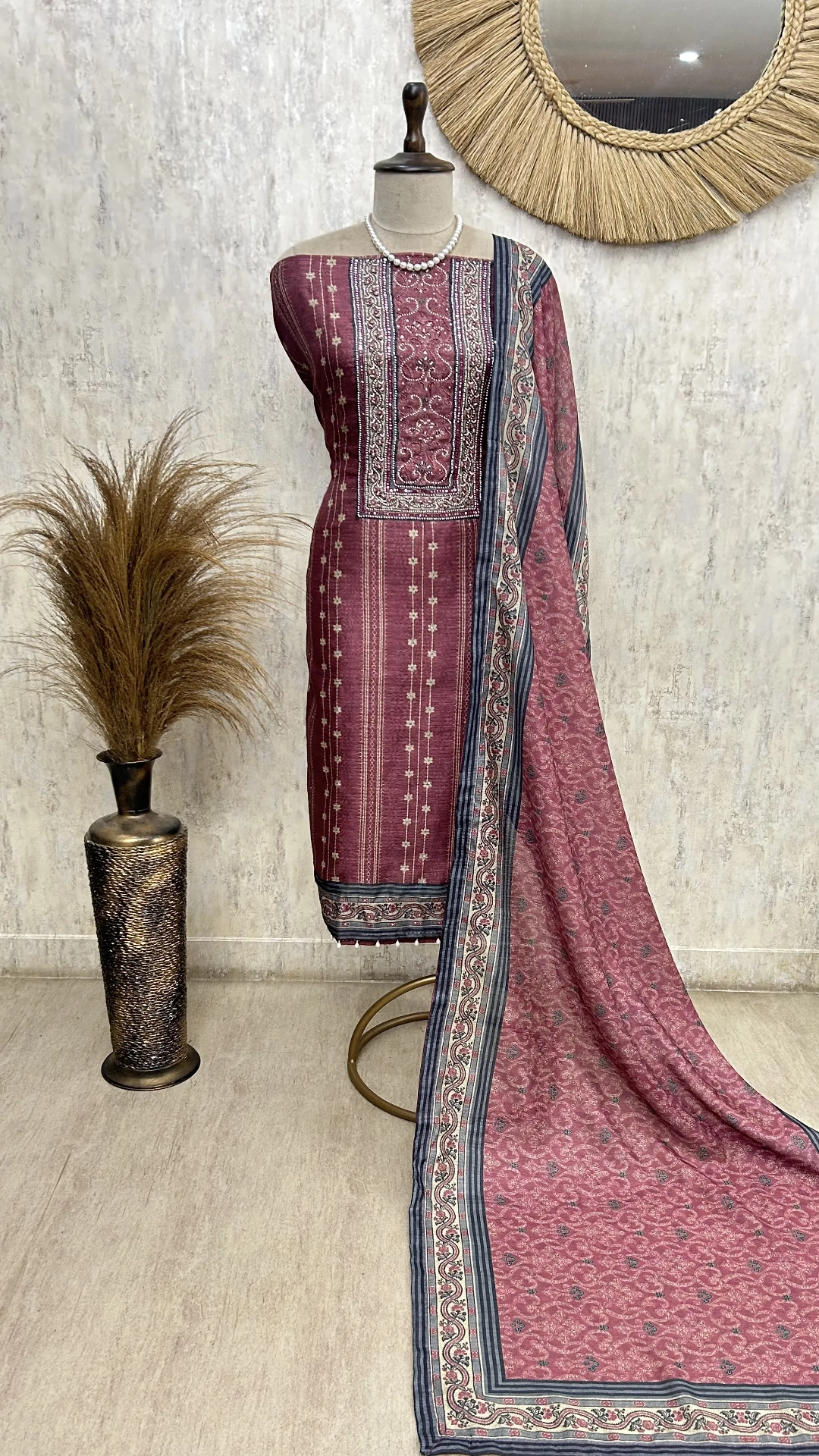 Regal Plum Elegance Unstiched Suit