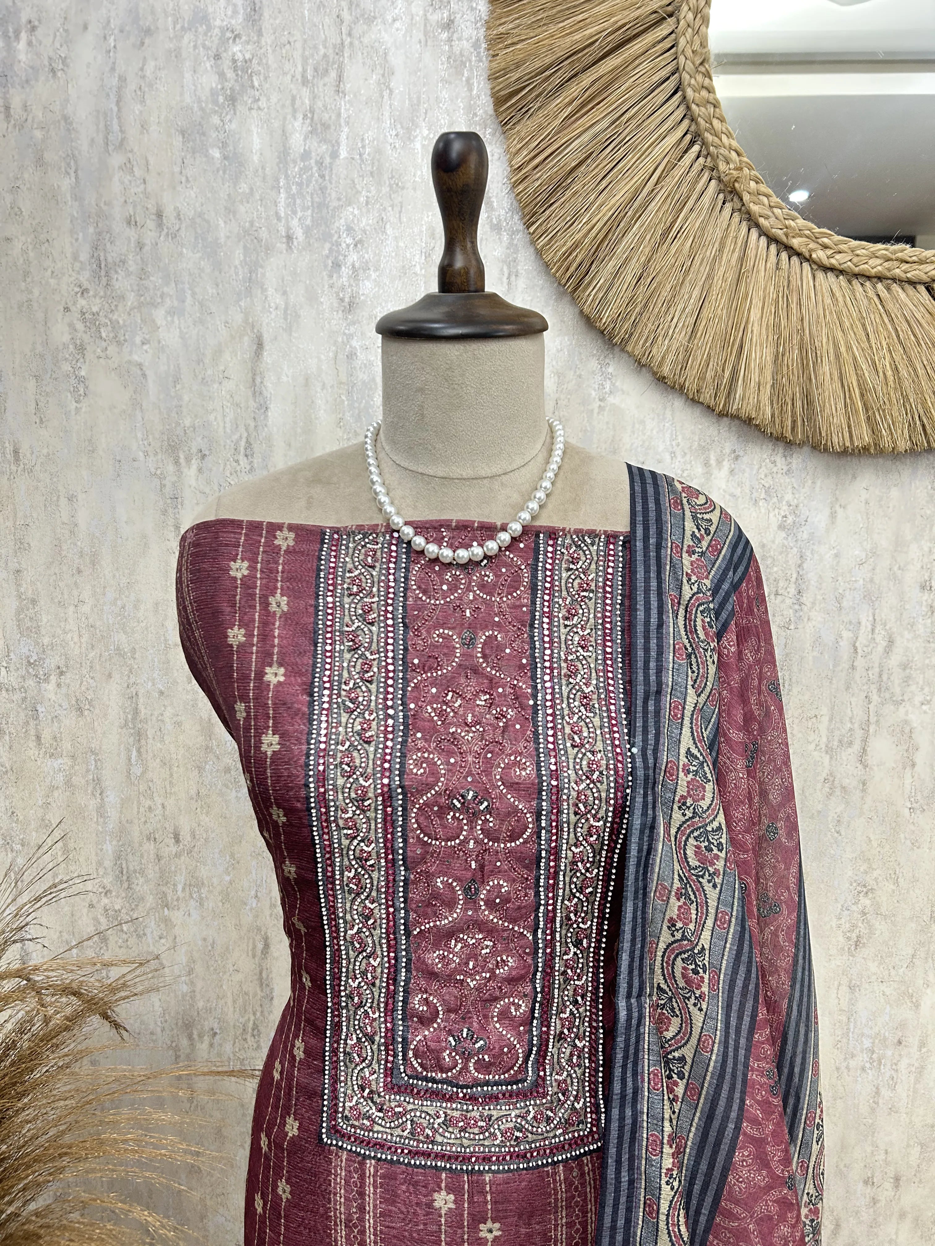 Regal Plum Elegance Unstiched Suit