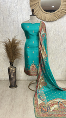 Royal Teal Elegance Unstiched Suit