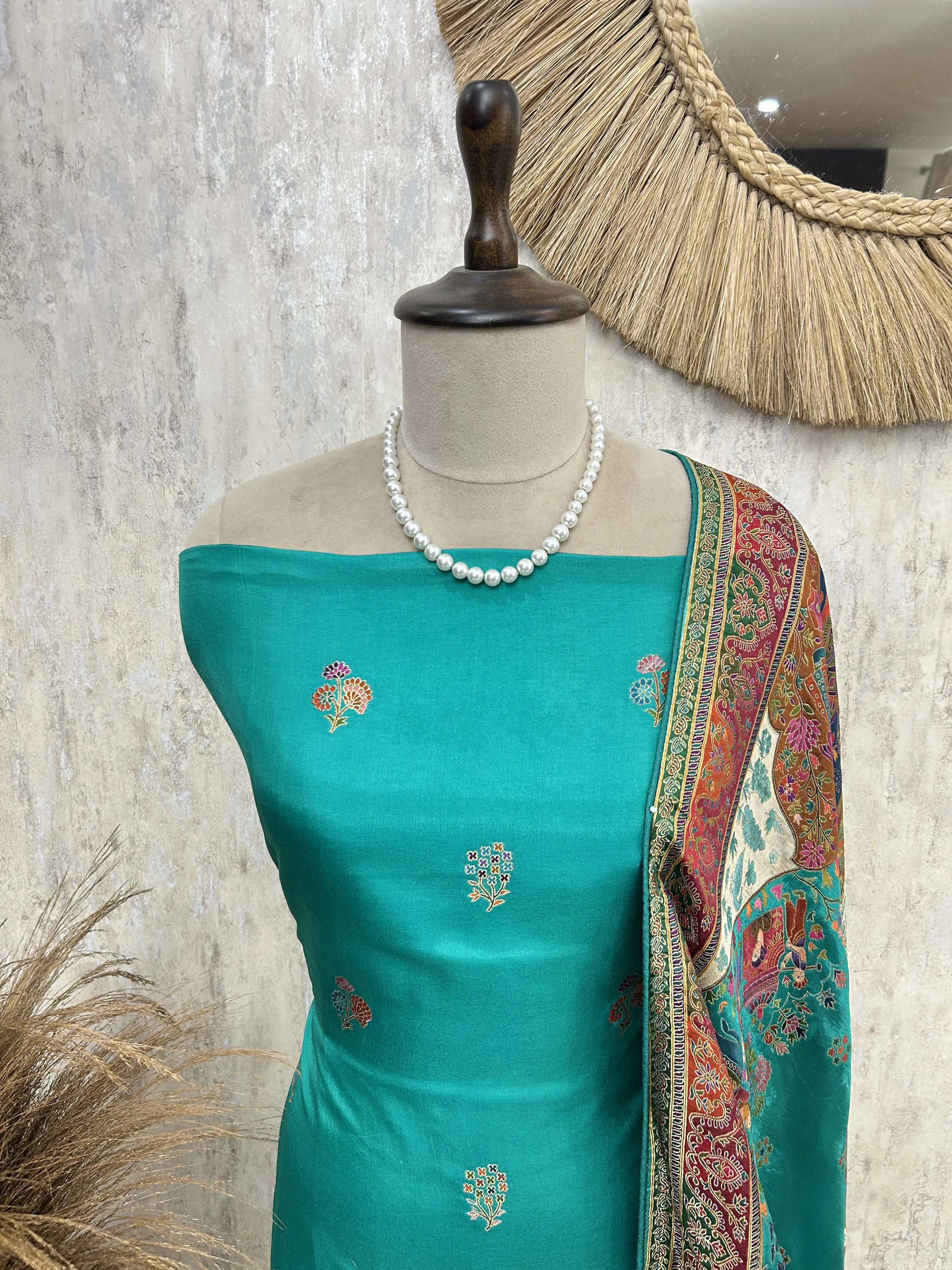 Royal Teal Elegance Unstiched Suit