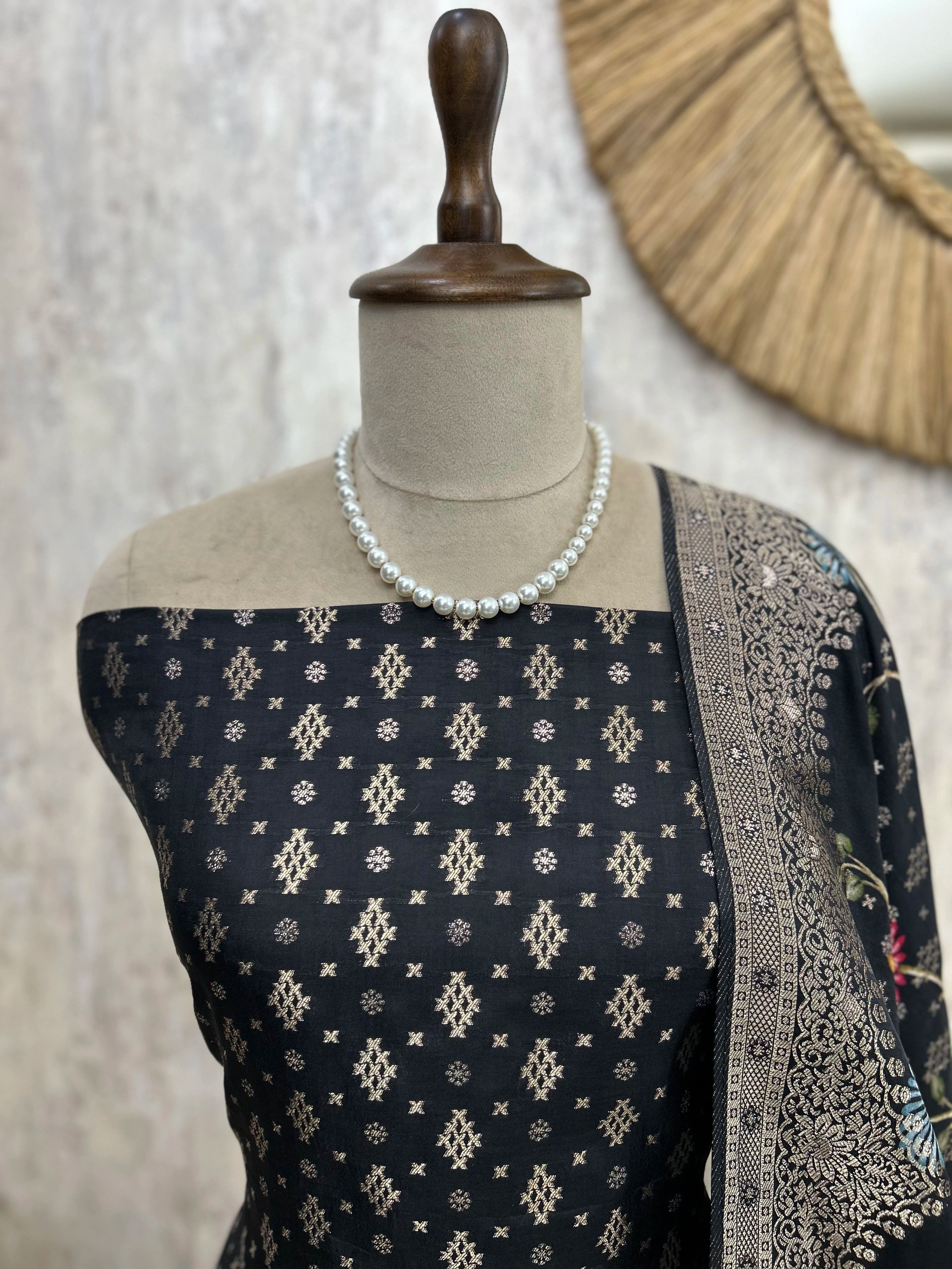 Banarasi Silk Unstitched Suit Set