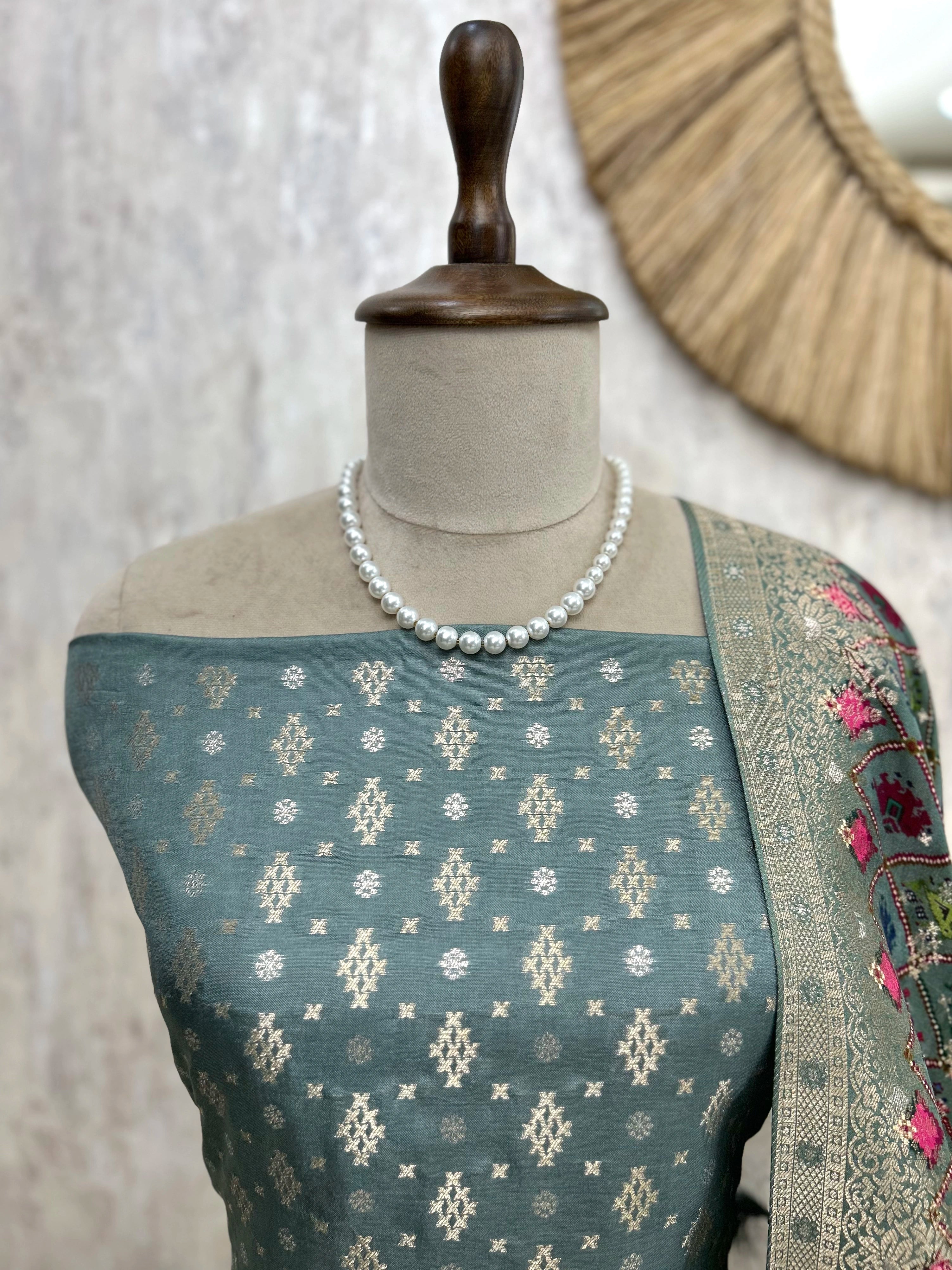 Banarasi Silk Unstitched Suit Set