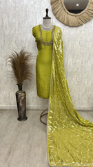 Teal Striped Elegance Unstiched Suit