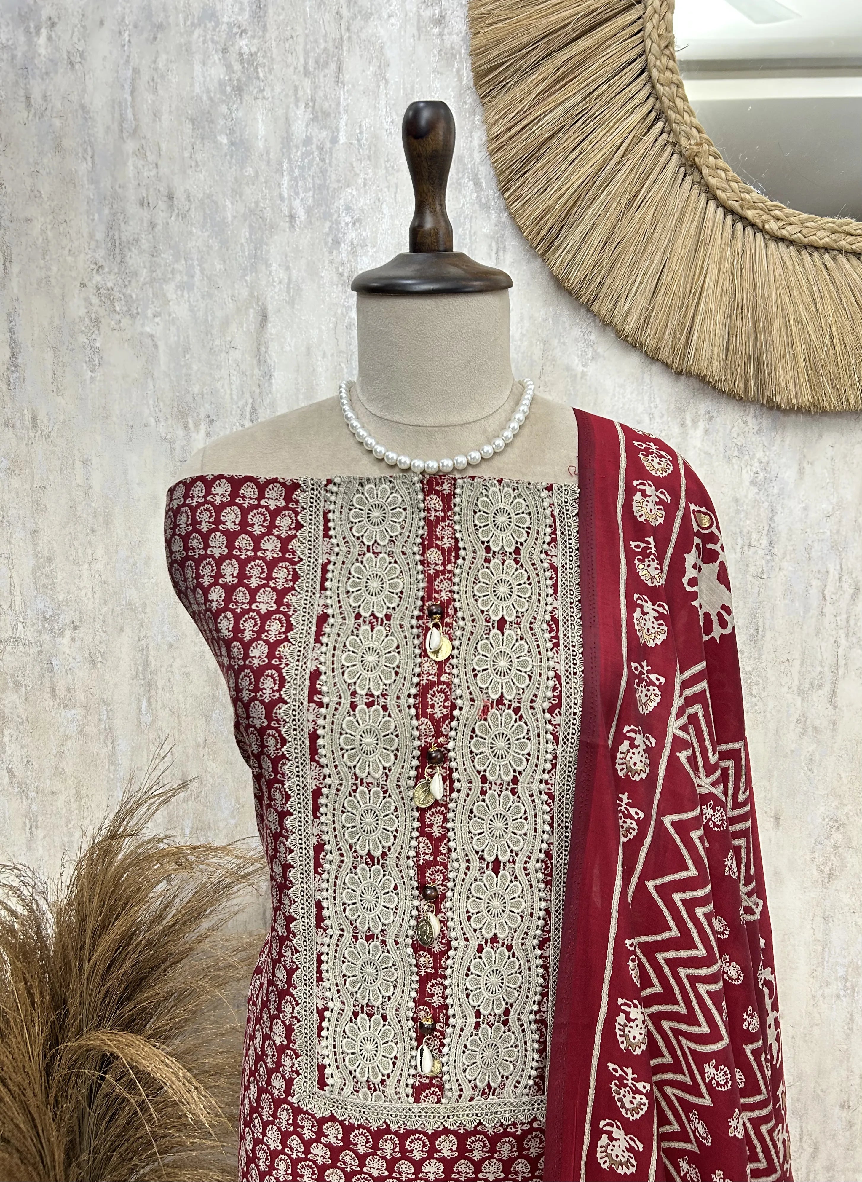 Timeless Chikan Beauty Unstiched Suit