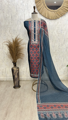 Midnight Ajrakh Elegance Unstiched Suit
