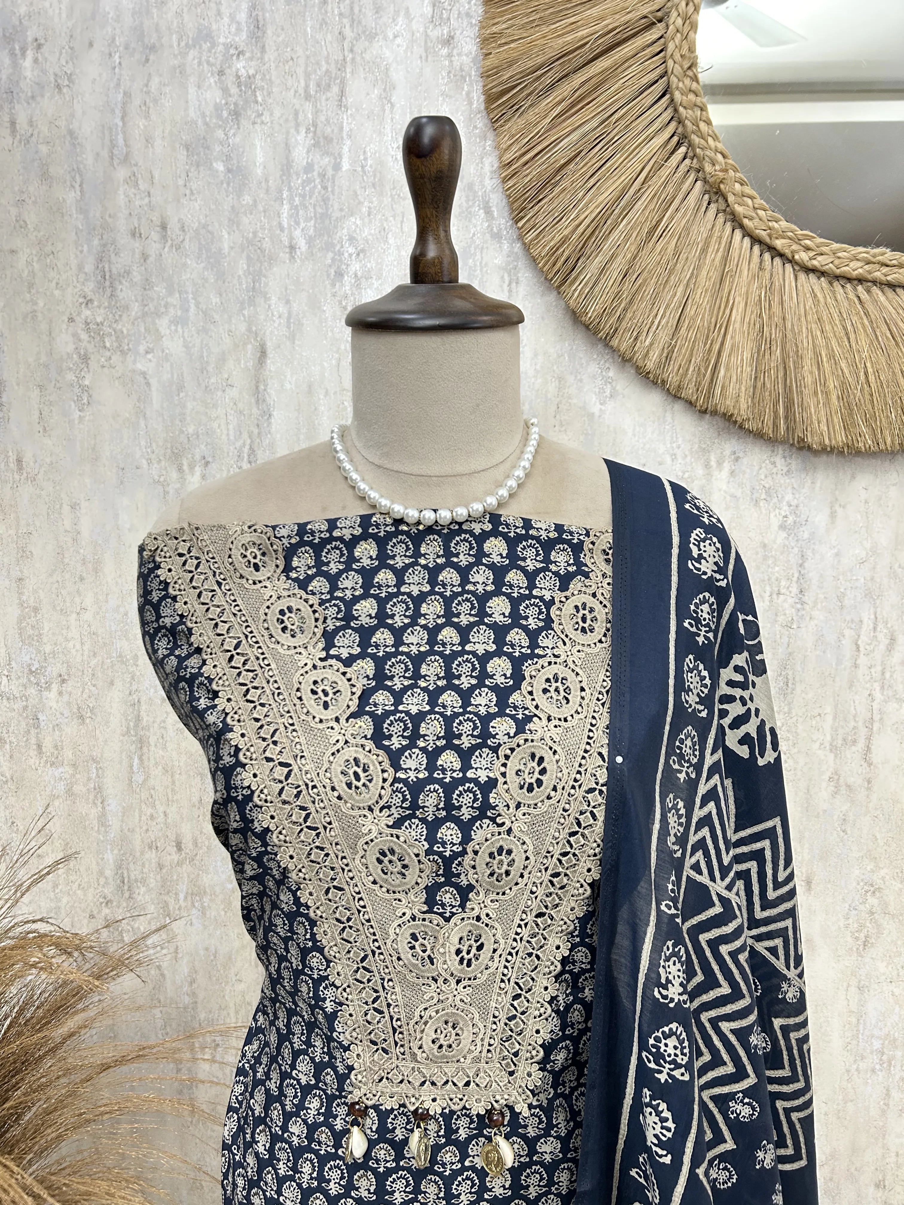 Nazakat in Indigo Unstiched Suit