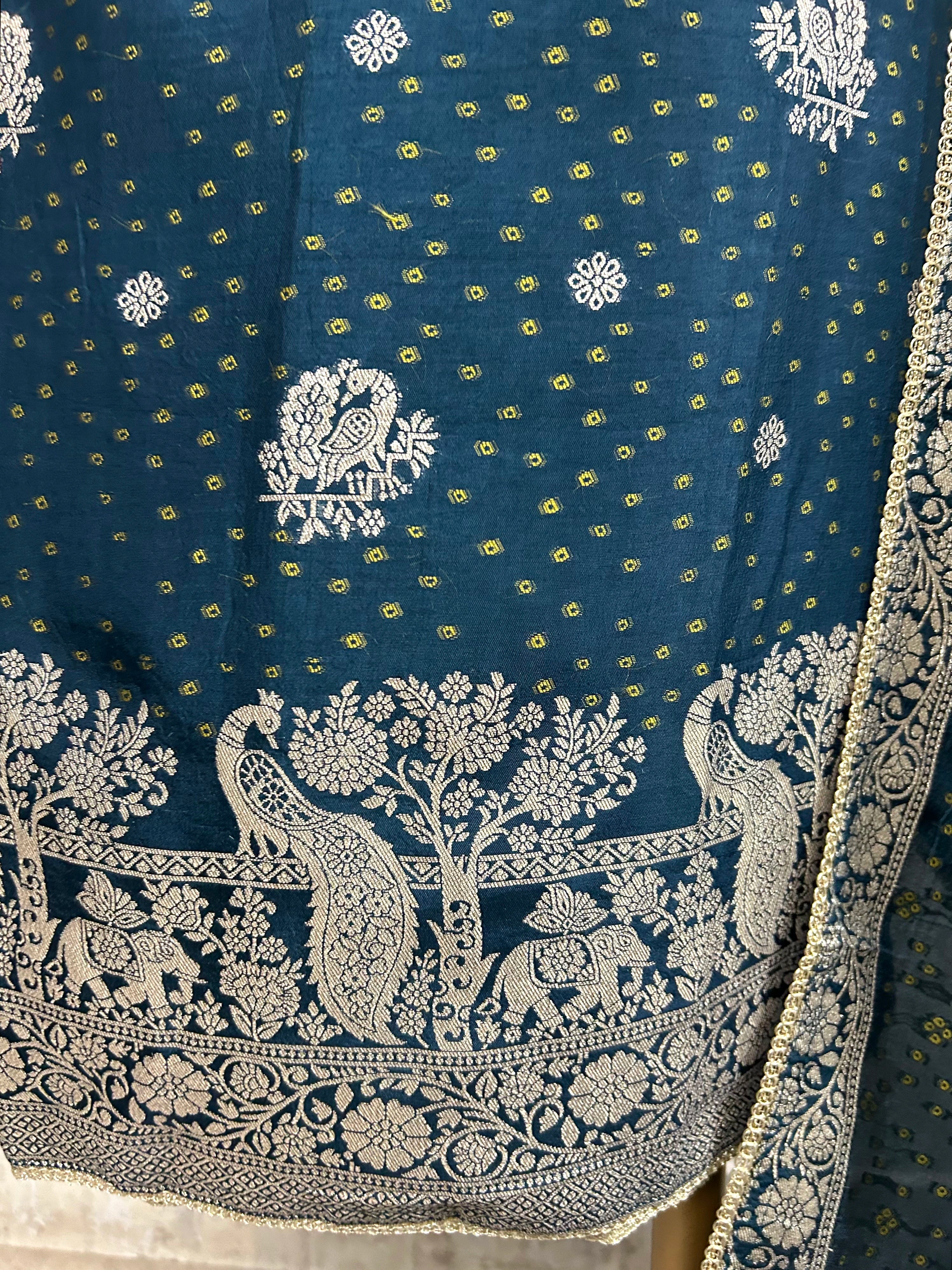 Dola Silk Unstitched Suit Set With Dola Silk Dupatta