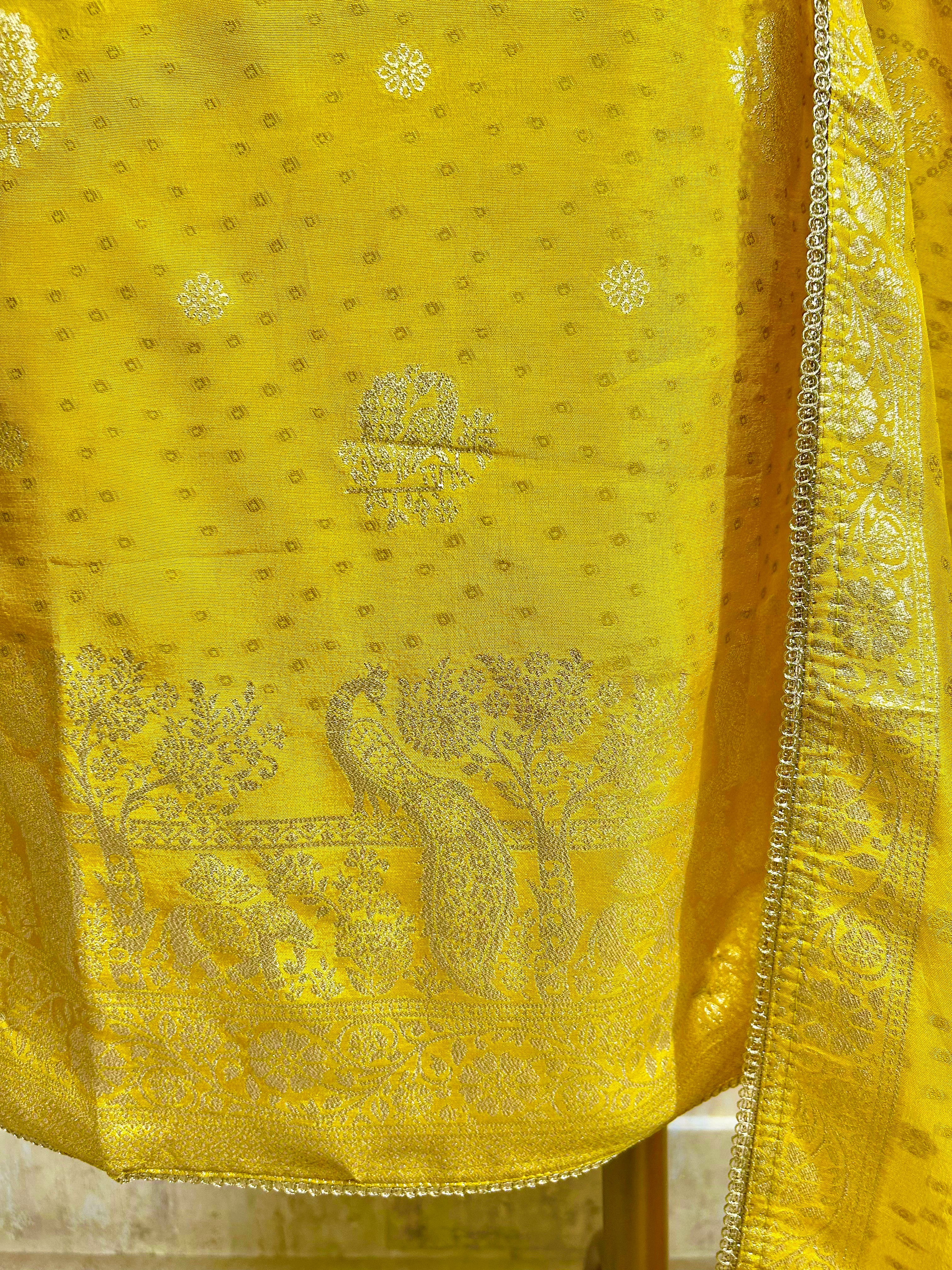 Dola Silk Unstitched Suit Set With Dola Silk Dupatta