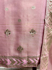 Tissue Unstitched Suit Set Featuring Zardosi Work And Banarasi Weaving On Dupatta