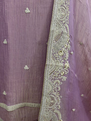 Crust Tissue Unstitched Suit Set With Zari Work