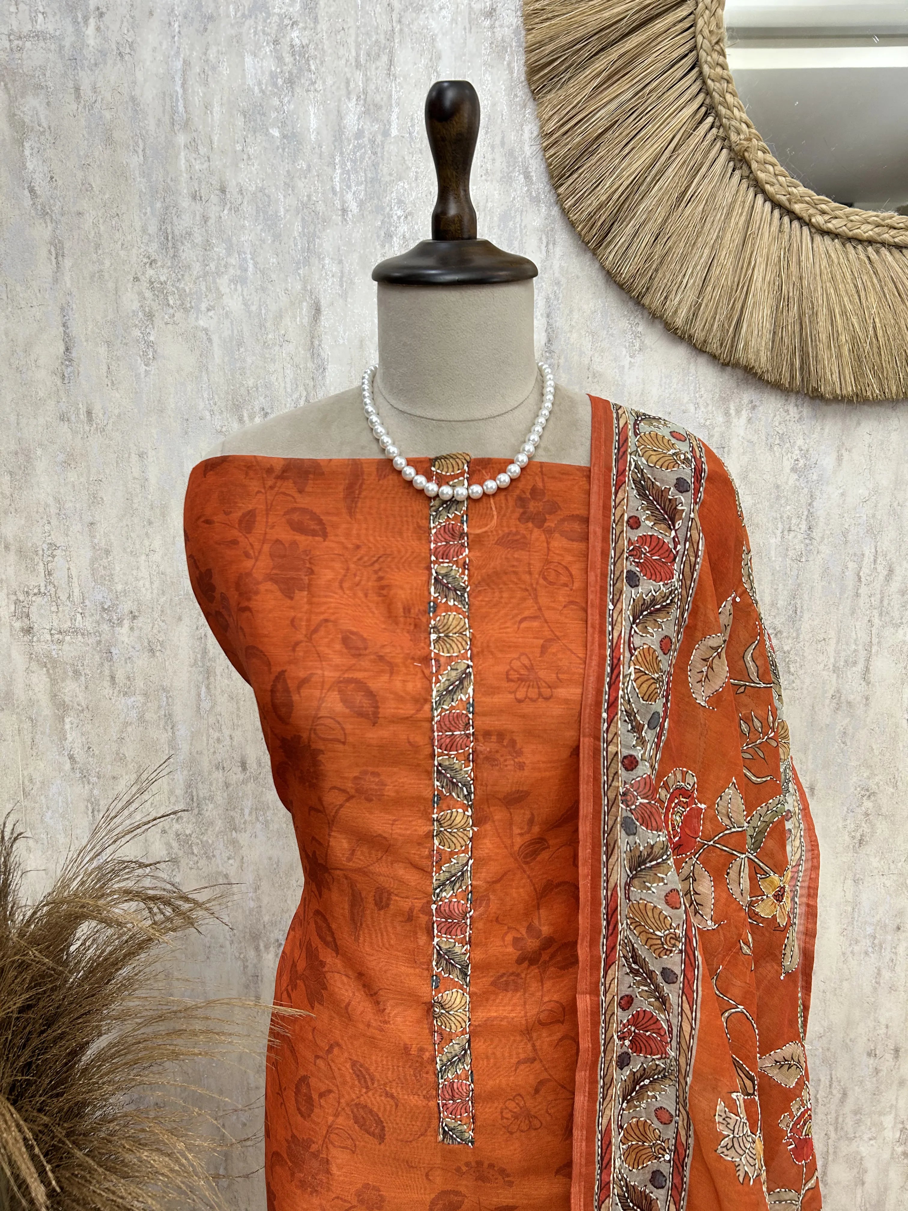 Earthy Festive Grace Unstitched Suit