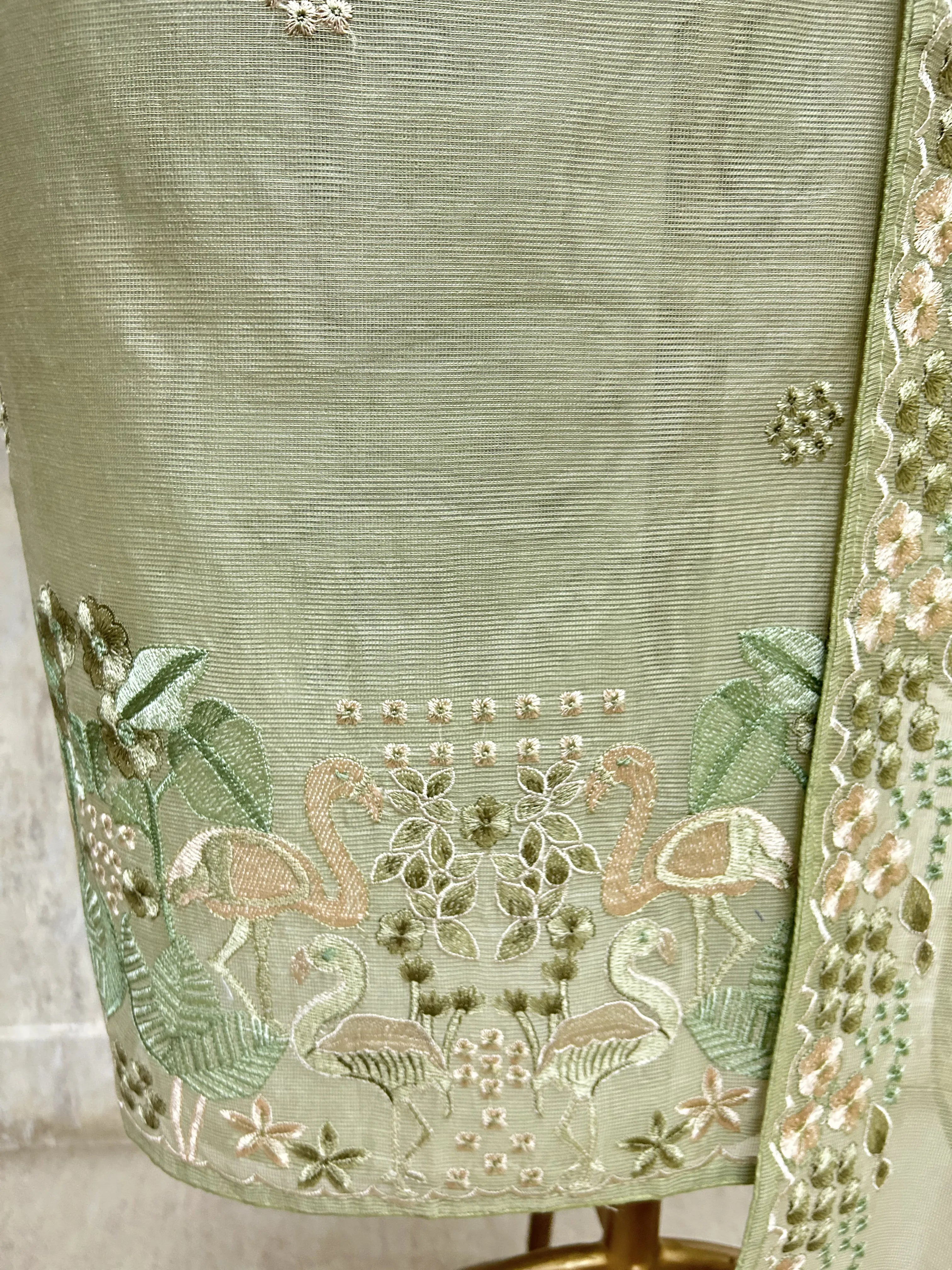 Mint Embroidered Charm Unstitched Suit