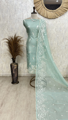 Mint Embroidered Charm Unstitched Suit