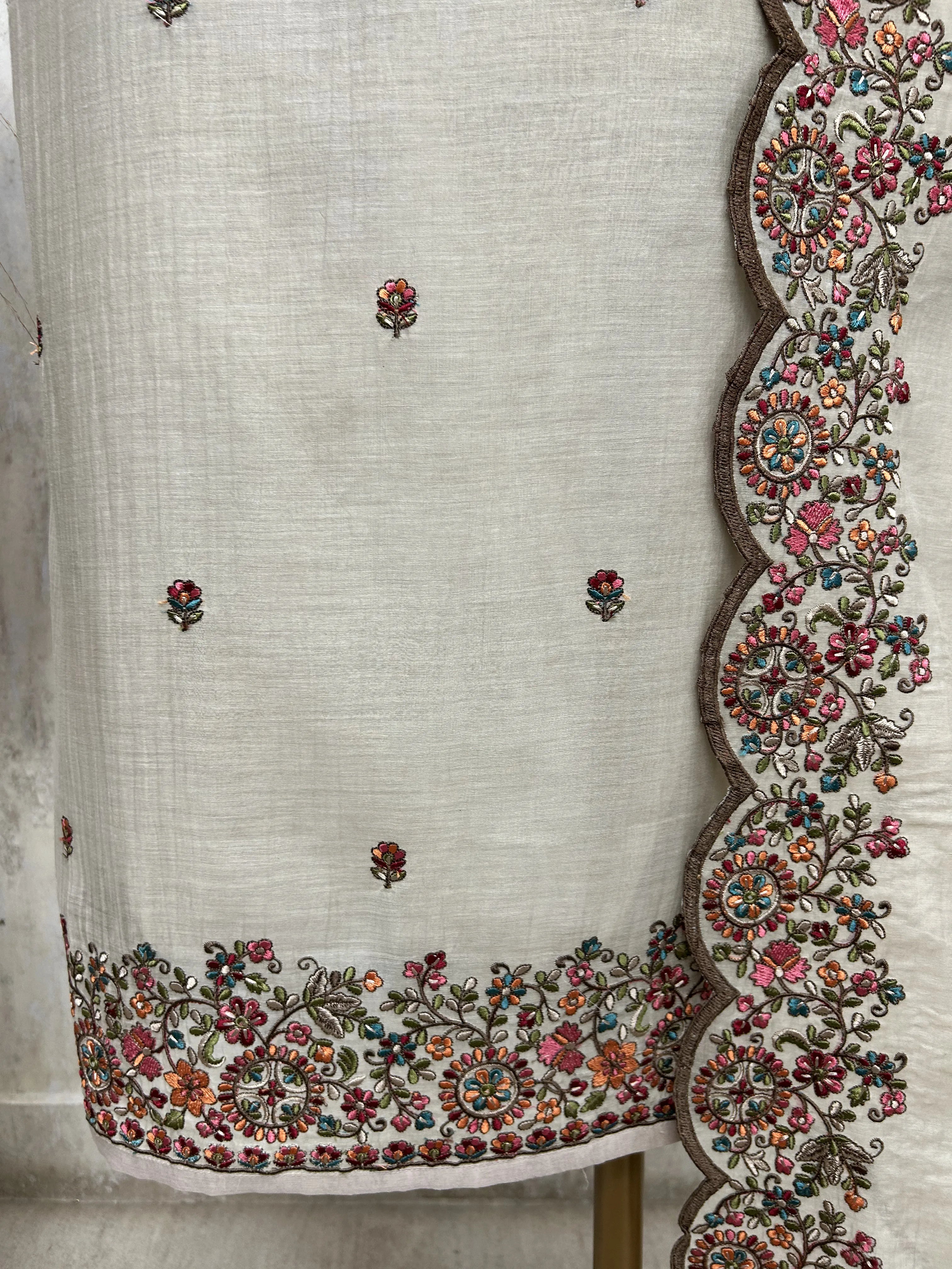 Blush Floral Elegance Unstitched Suit