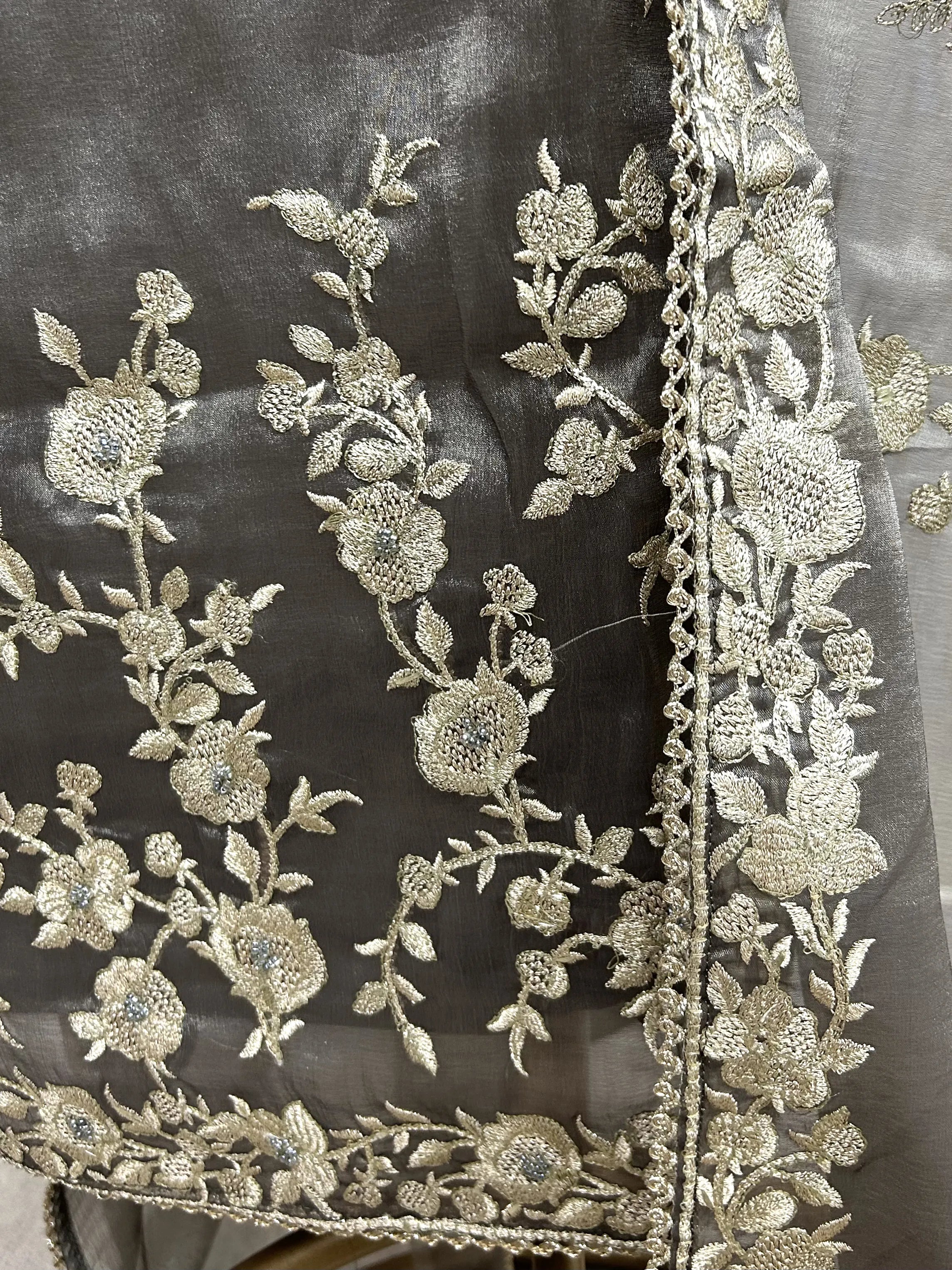 Tissue Unstitched Suit Set With Zari Work
