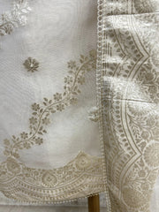 Tissue Unstitched Suit Set With Zardosi And Weaving Work