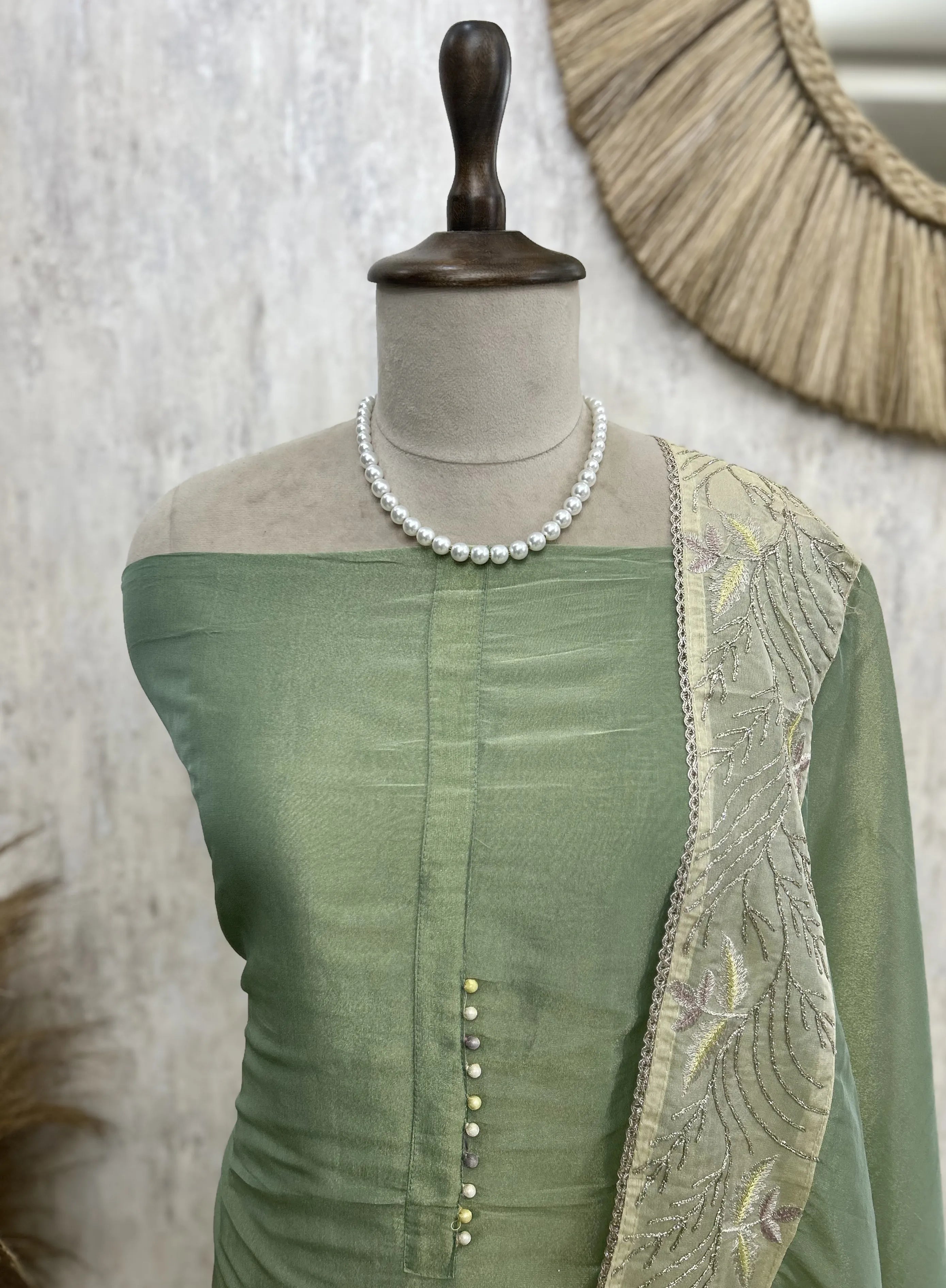 Cosmo Tissue Unstitched Suit Set With Embroidered Dupatta