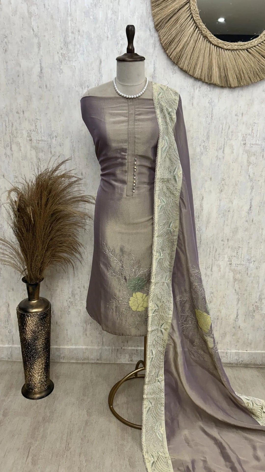 Cosmo Tissue Unstitched Suit Set With Embroidered Dupatta
