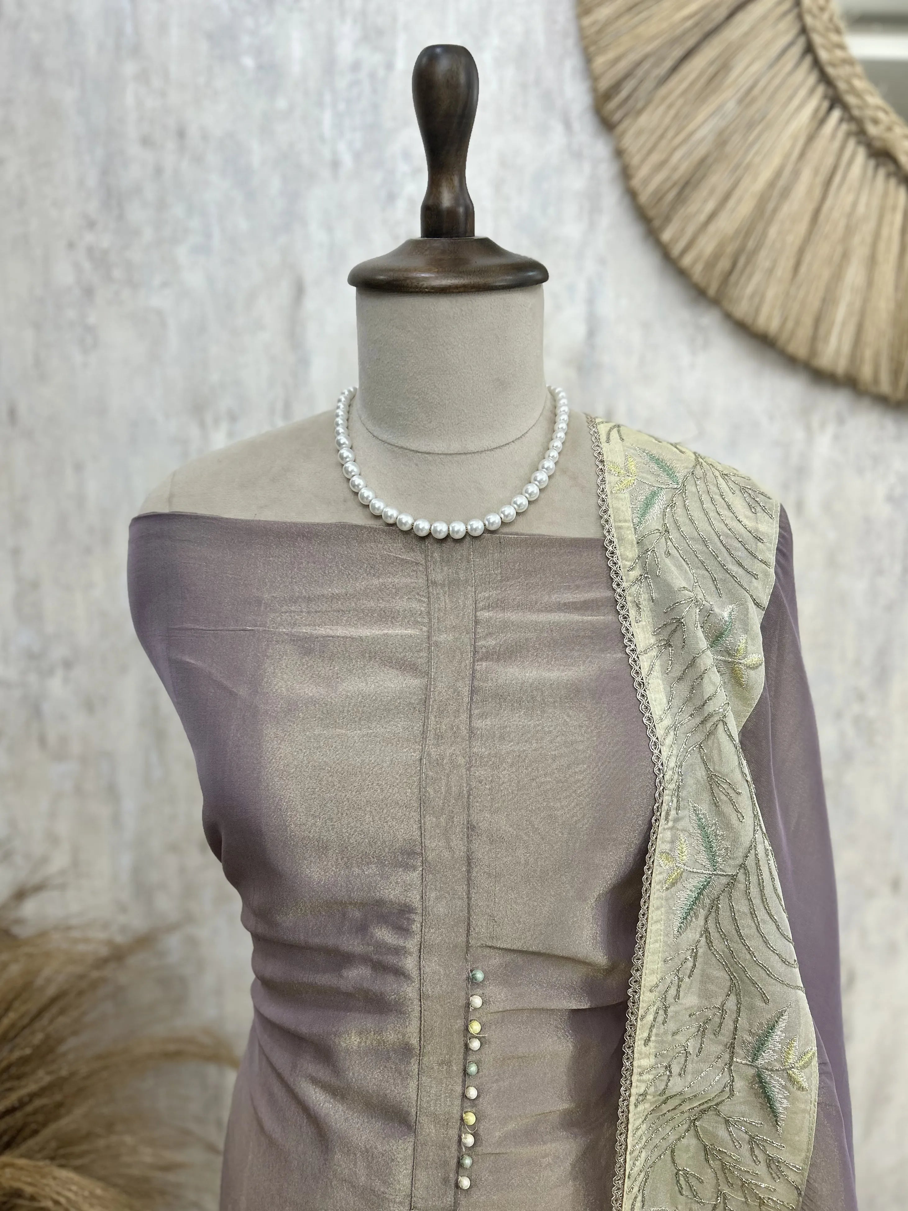 Cosmo Tissue Unstitched Suit Set With Embroidered Dupatta