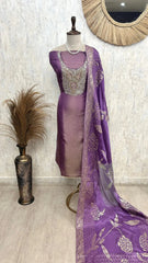 Cosmo Tissue Unstitched Suit Set With Dola Silk Dupatta
