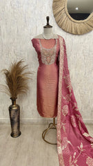 Cosmo Tissue Unstitched Suit Set With Dola Silk Dupatta