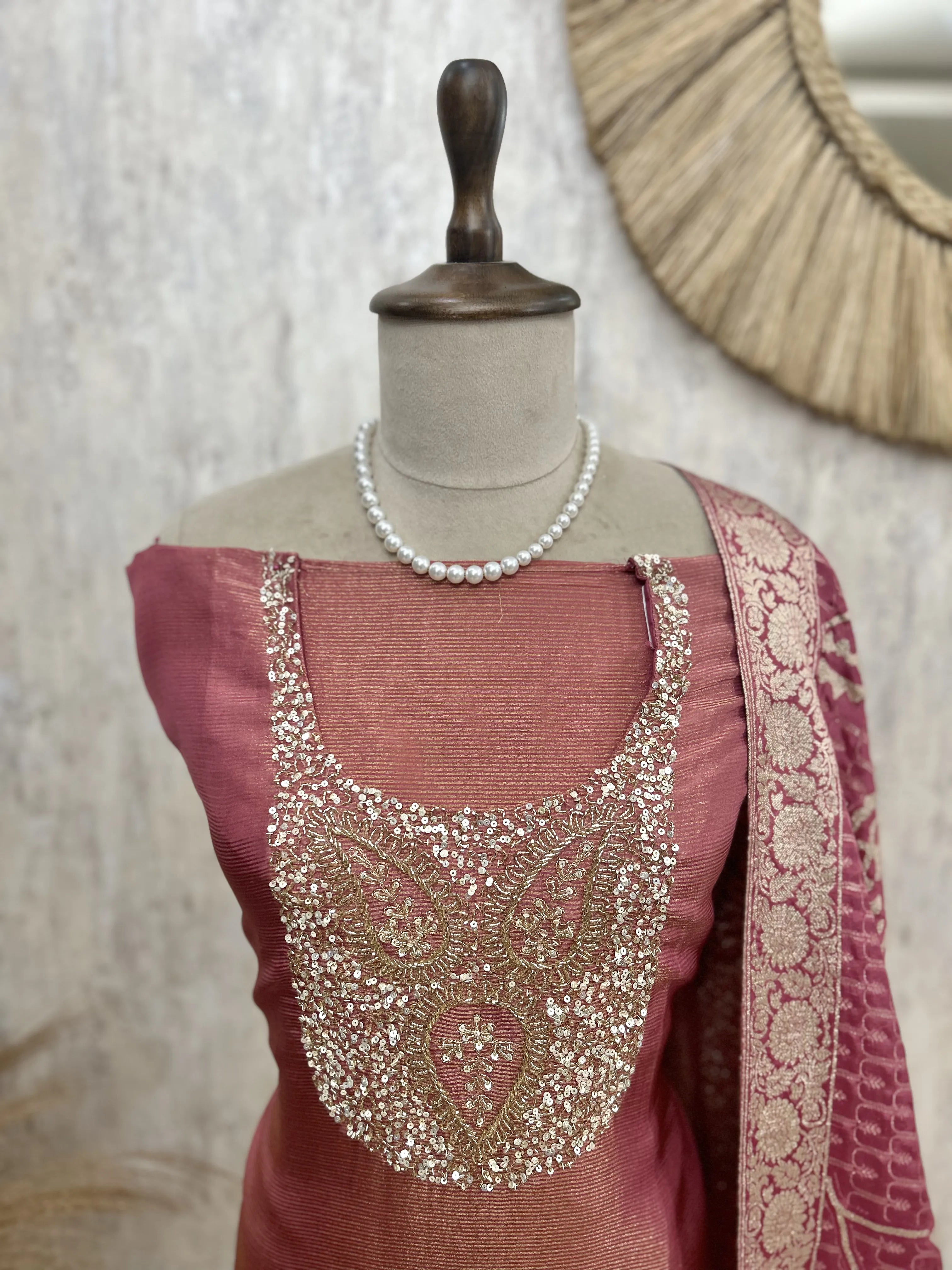 Cosmo Tissue Unstitched Suit Set With Dola Silk Dupatta