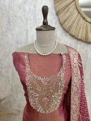 Cosmo Tissue Unstitched Suit Set With Dola Silk Dupatta