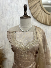 Tissue Unstitched Suit Set Featuring Sequence And Banarasi Weaving